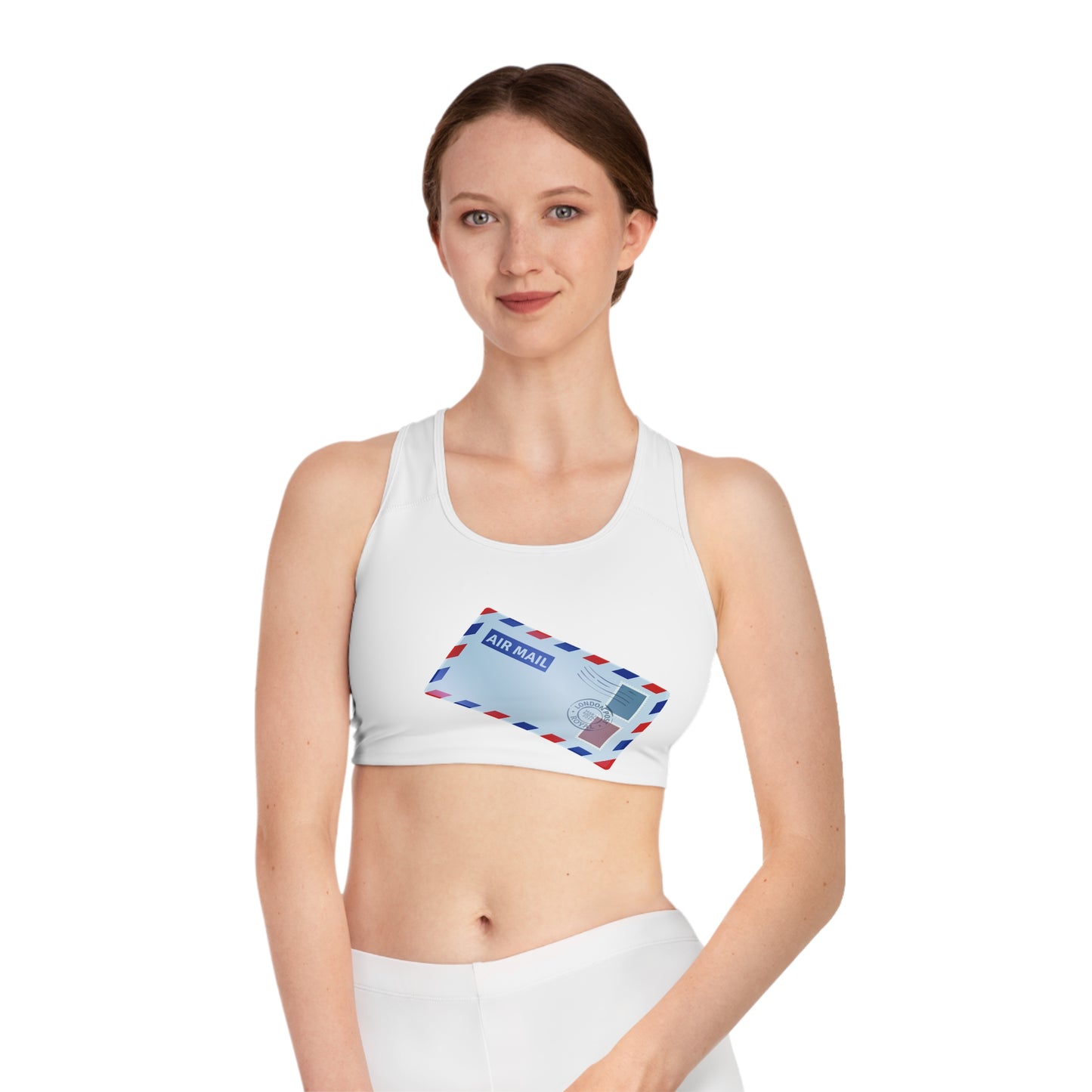 Sports Bra (AOP) - Vintage British Air Mail - Classic Postal Design
