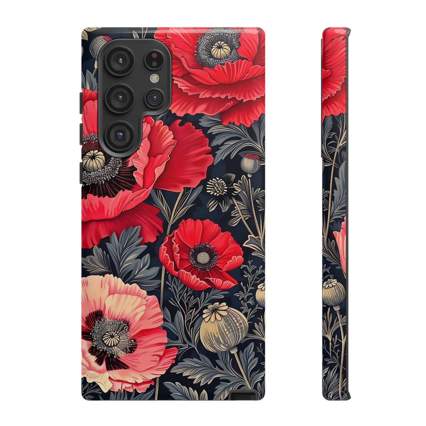 Floral Phone Case with Artistic Poppies, Tough Cases, Flower Design, Nature Lover Gift, Customizable Mobile Cover, Stylish Phone Accessories