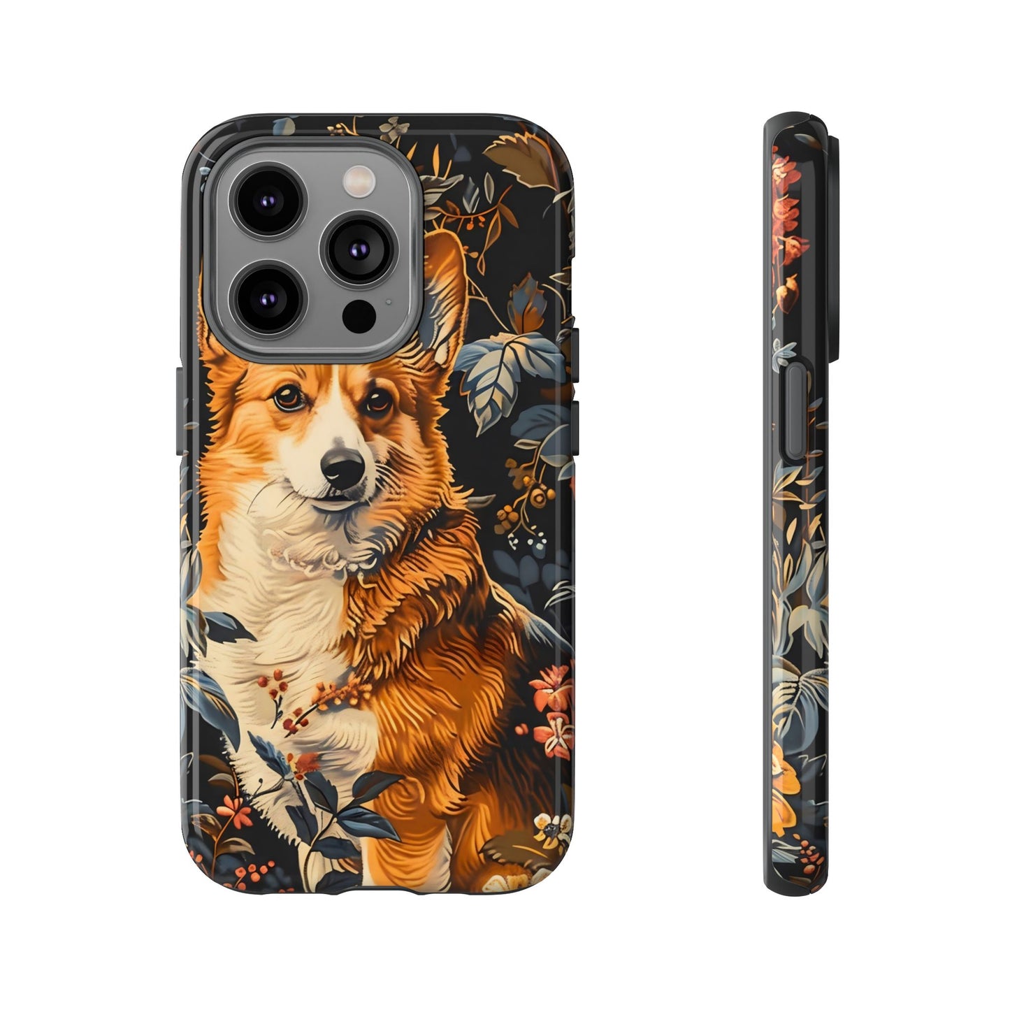 Corgi Floral Phone Case - Tough Cases for Dog Lovers, Cute Pet Accessories, Gift for Dog Owners, Floral Design, Personalized Tech Cover