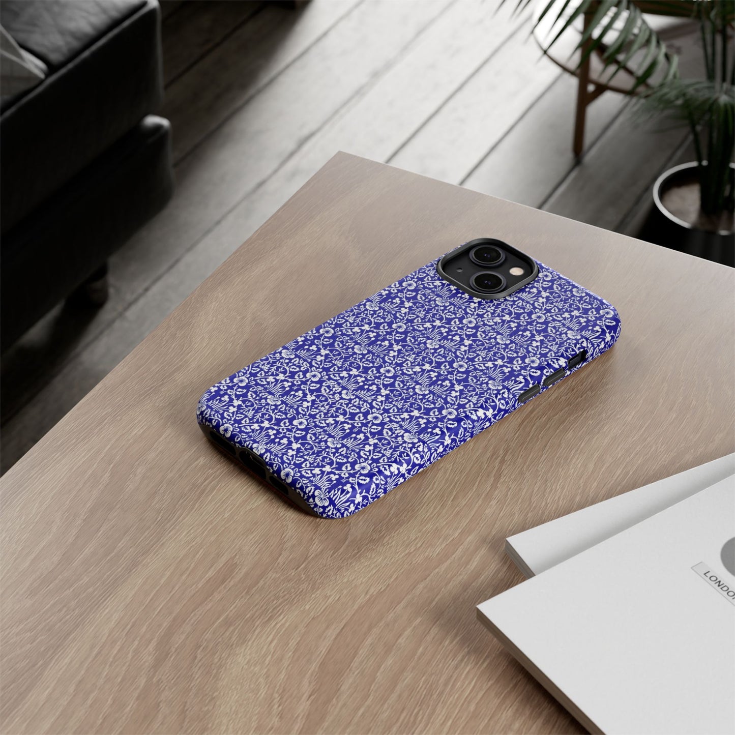 Elegant Floral Phone Case - Tough Cases, Blue Floral Design, Stylish Phone Accessory, Unique Gift, Modern Tech Protection