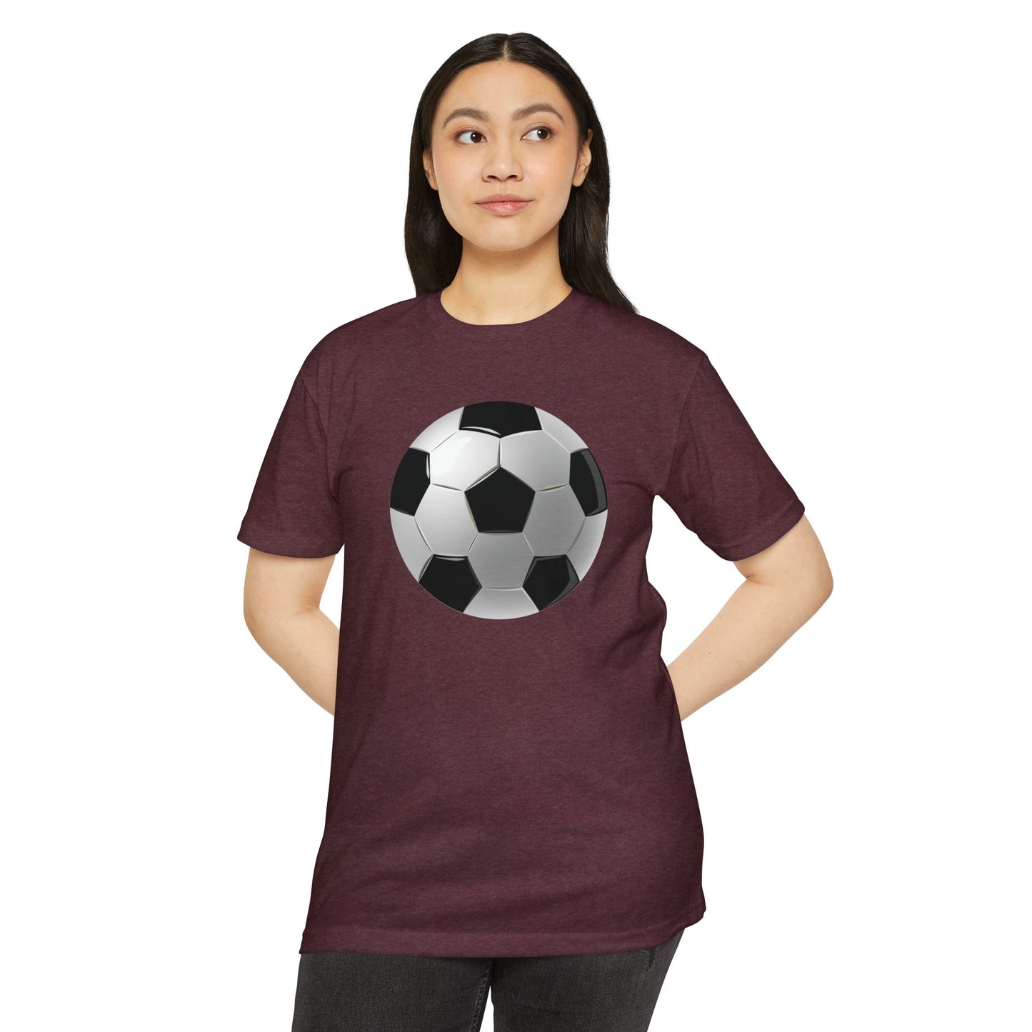 Unisex CVC Jersey T-shirt - Dynamic Football Design - Sports Passion and Energy
