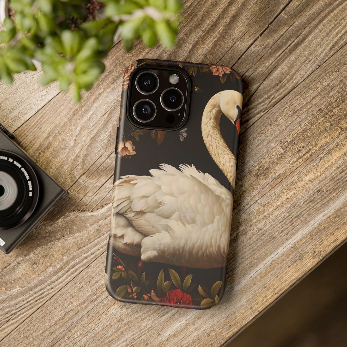 Elegant Swan Phone Case, Floral iPhone Cover, Tough Phone Case, Gift for Her, Nature Lover, Mother's Day, Birthday