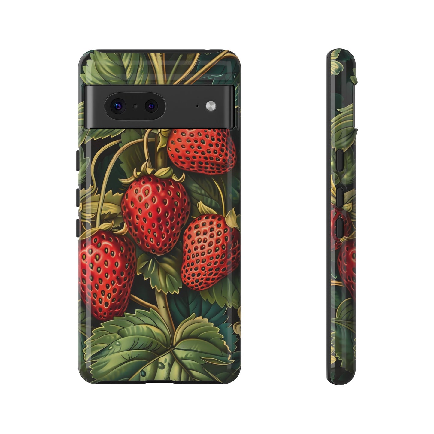 Strawberry Phone Case, Tough Berry Case, Floral Phone Cover, Cute Smartphone Shell, Nature-Inspired Gift