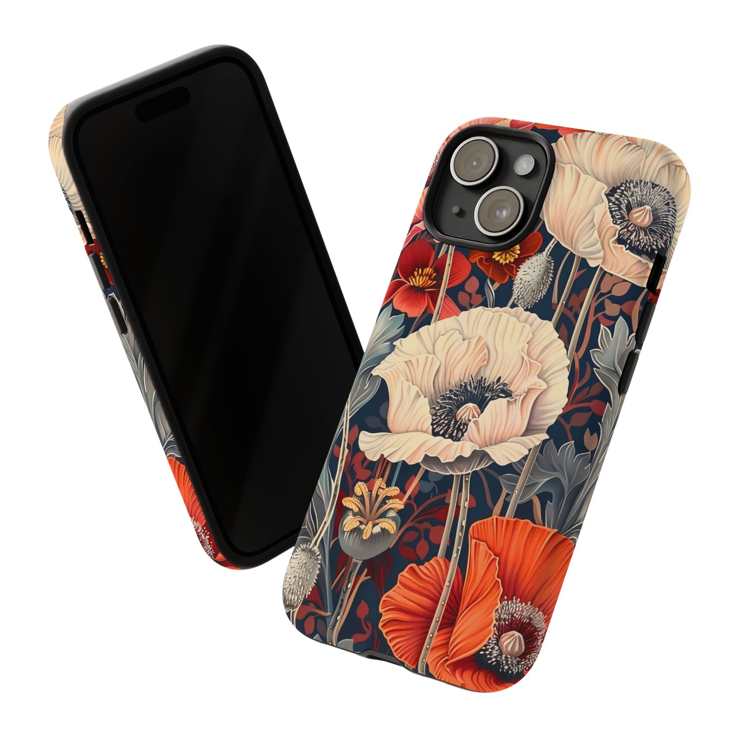 Floral iPhone Case, Tough Phone Cover, Artistic Protection, Flower Design, Unique Gift for Her, Phone Accessory, Trendy Tech