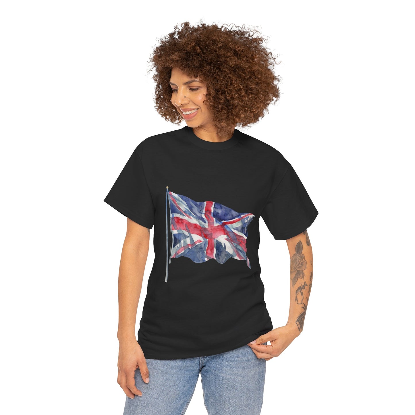 Unisex Heavy Cotton Tee - Love England - Union Jack Heart Design