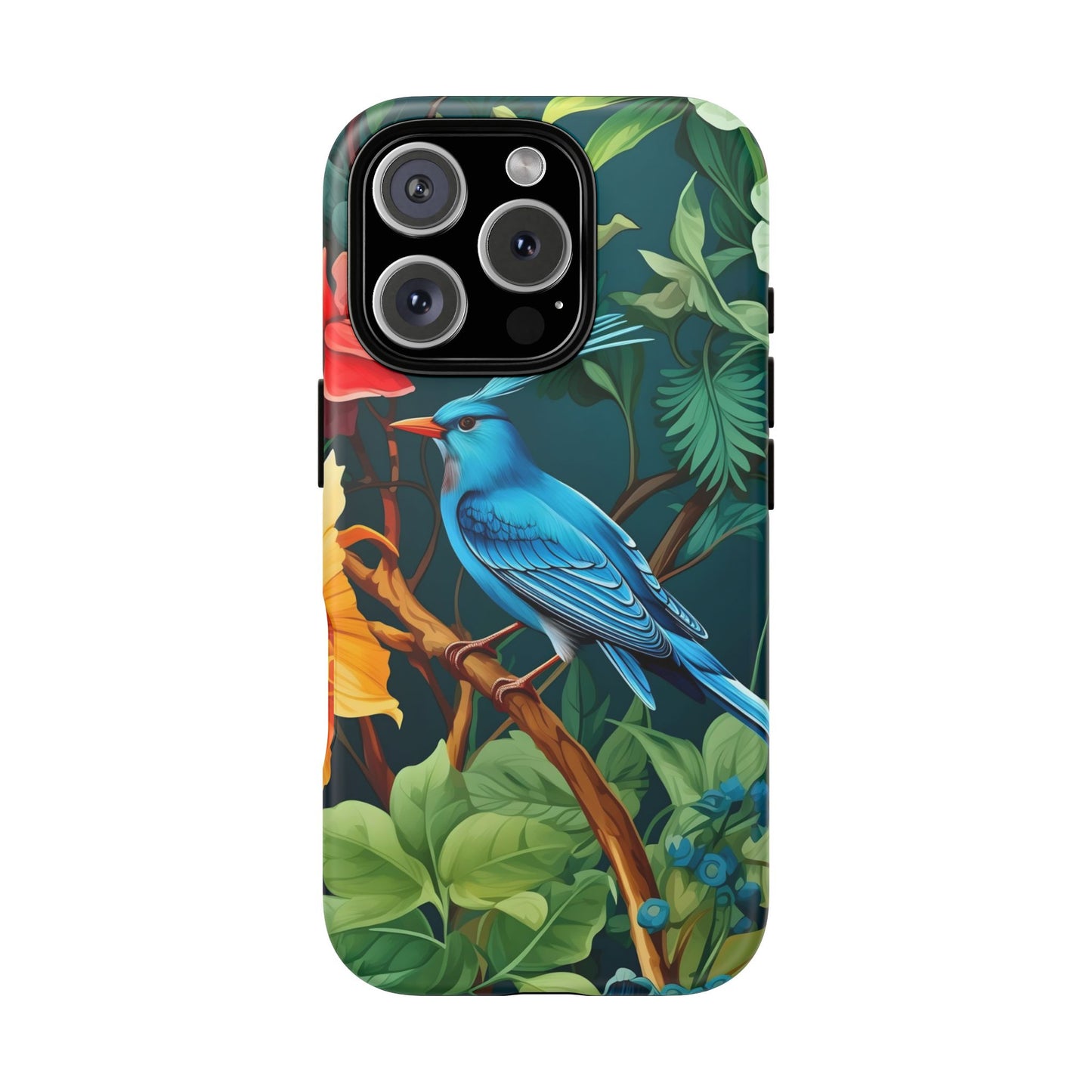 Tough Cases - Vibrant Bird Phone Case, Floral Design, Nature Lover, Unique Gift, Stylish Protection, Phone Accessories