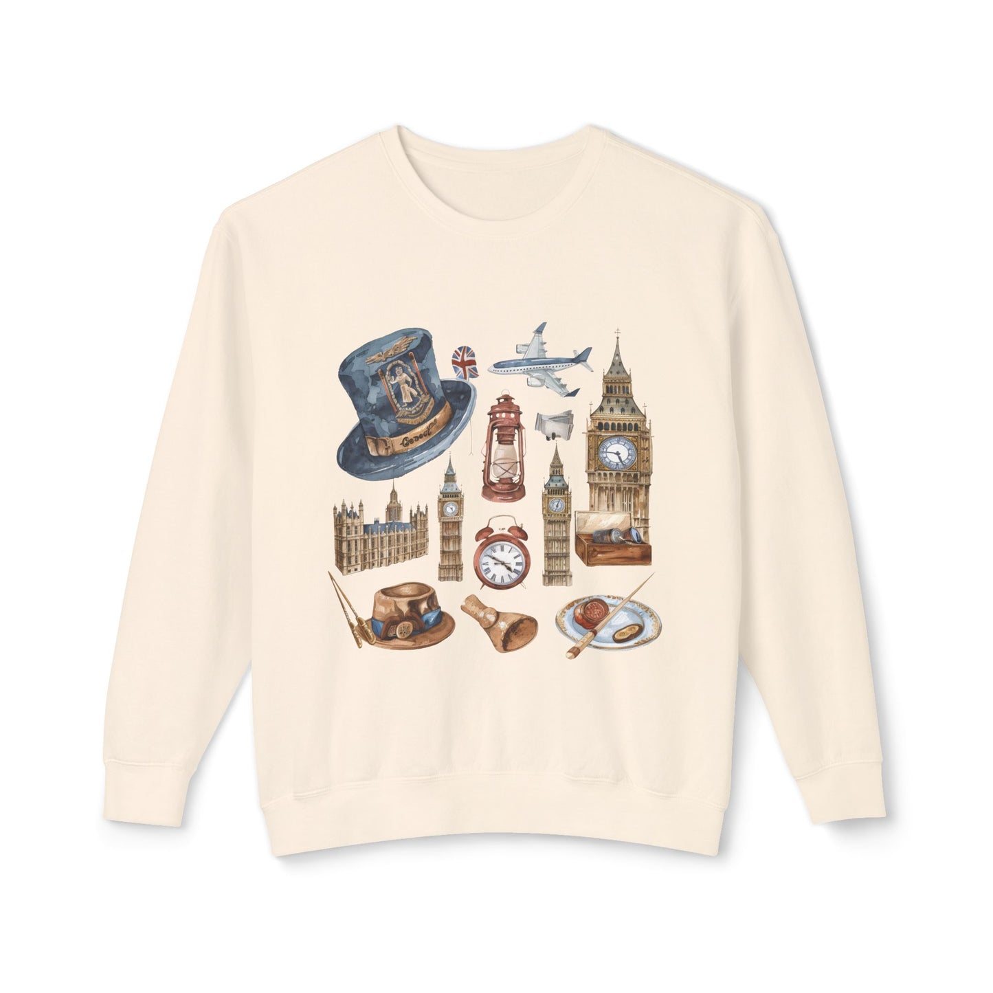 Unisex Lightweight Crewneck Sweatshirt - Vintage British Icons