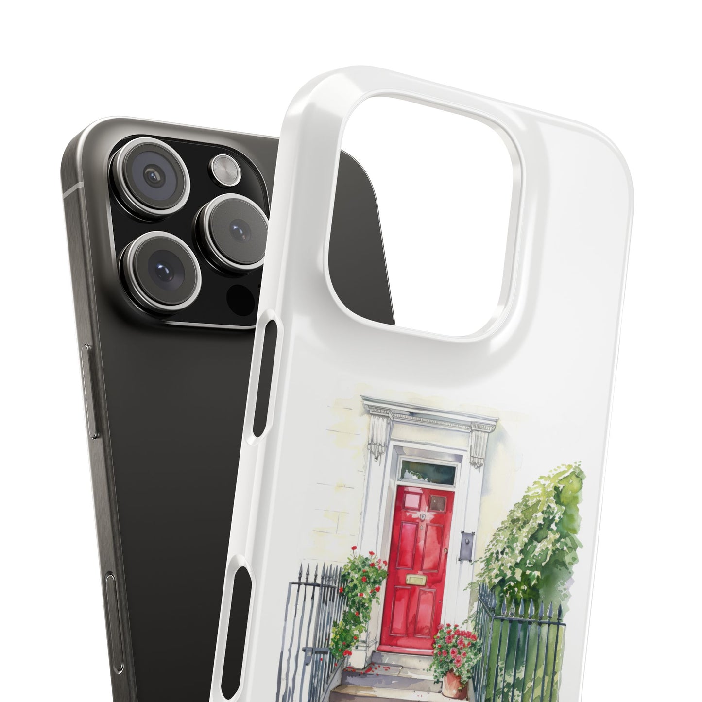 Charming Red Door Slim Phone Cases – Aesthetic Protection for Your Device, Perfect Gift for Home Lovers, Housewarming, Art Enthusiasts