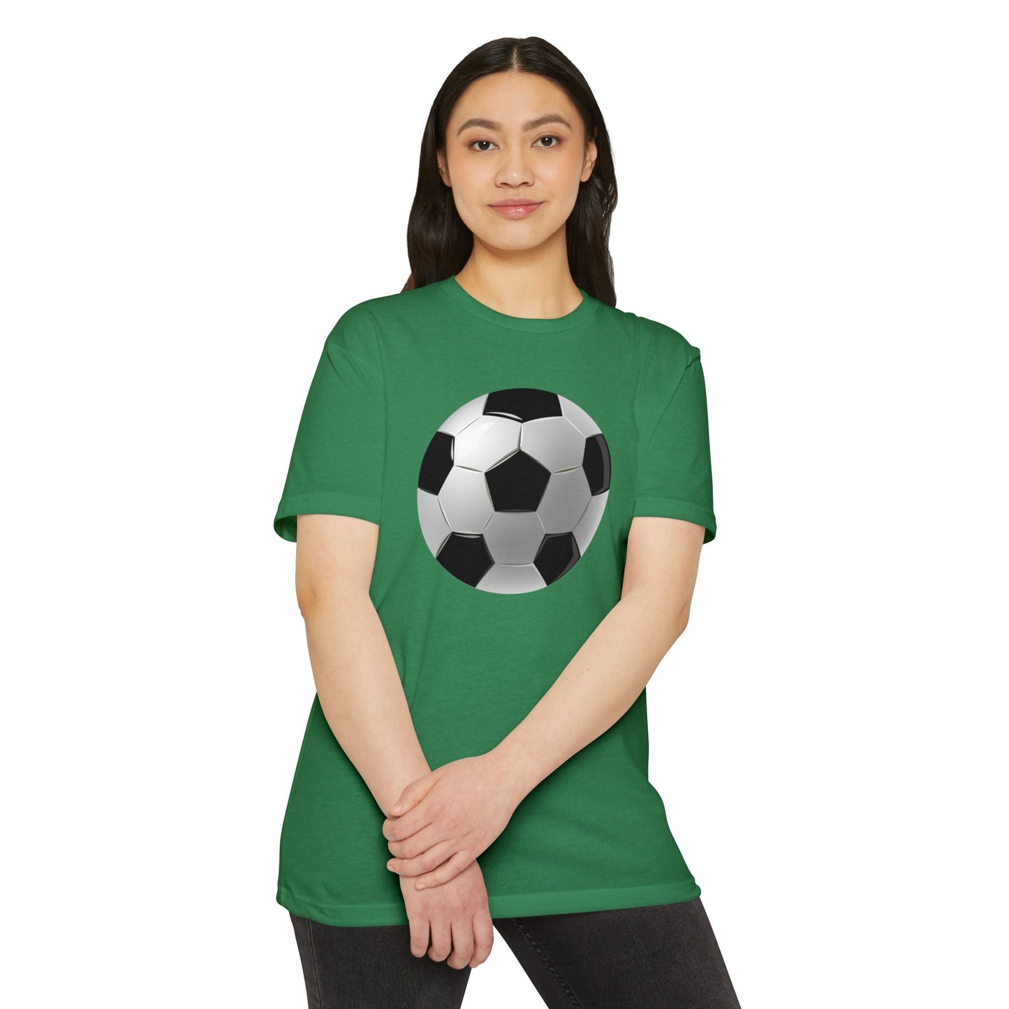 Unisex CVC Jersey T-shirt - Dynamic Football Design - Sports Passion and Energy