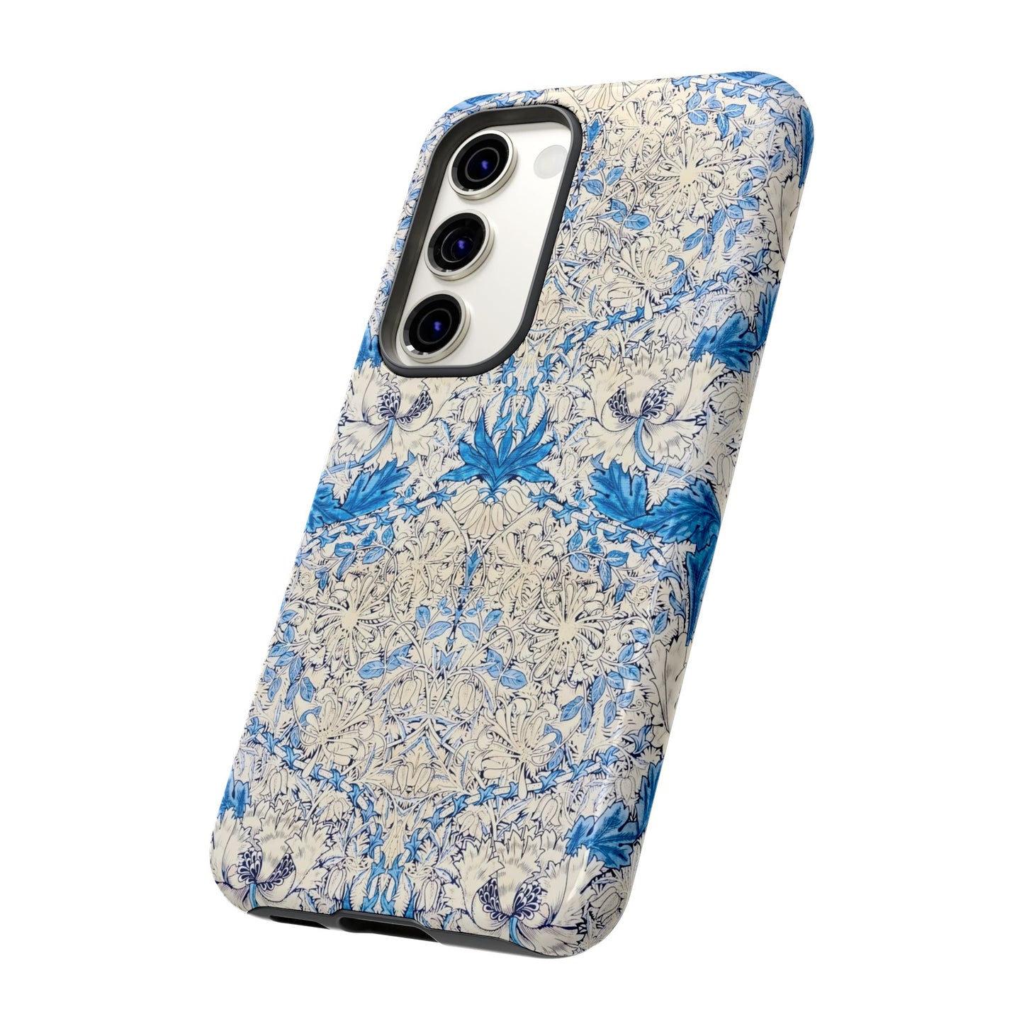 Elegant Floral Phone Case, Tough iPhone Cover, Stylish Mobile Protector, Blue Patterned Case, Unique Gift for Her
