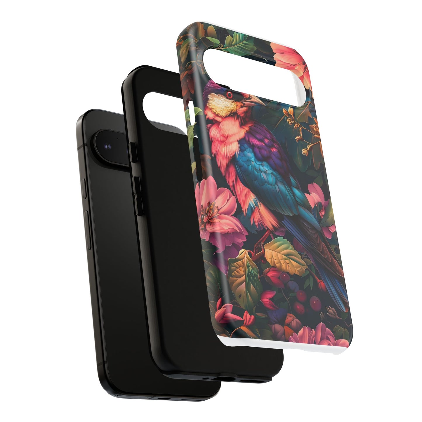 Tough Cases: Vibrant Tropical Bird Phone Case, Floral Smartphone Cover, Nature Lover Gift, Boho Phone Accessory, Cute Bird Case