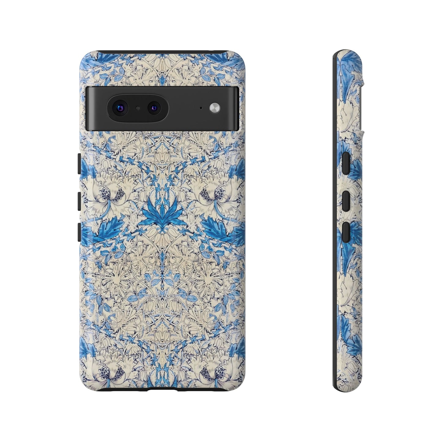 Elegant Floral Phone Case, Tough iPhone Cover, Stylish Mobile Protector, Blue Patterned Case, Unique Gift for Her