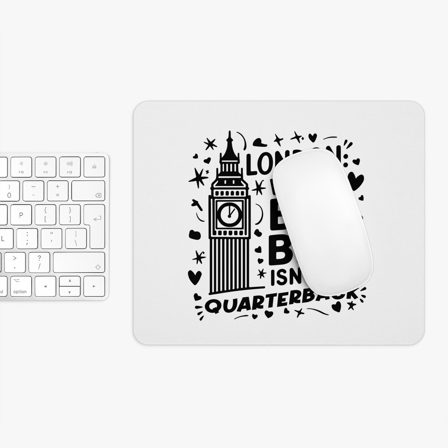 London-Themed Mouse Pad | Fun Black Big Ben Design, Office Gift, Work From Home Decor, Student Essentials, Travel Lover