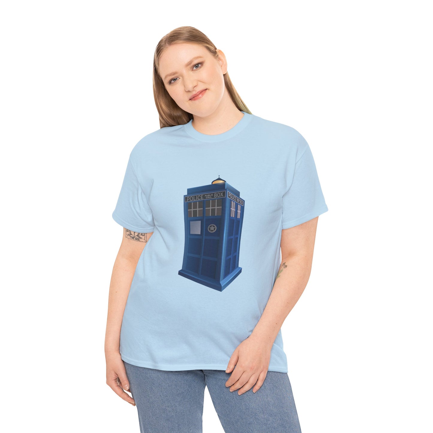 Unisex Heavy Cotton Tee - British Police Public Call Box - Iconic TARDIS