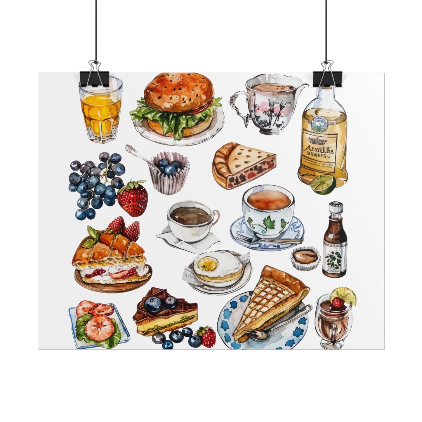 Foodie Wall Art Print, Kitchen Decor, Gourmet Food Poster, Culinary Art for Food Lovers, Cafe Aesthetic Home Decor