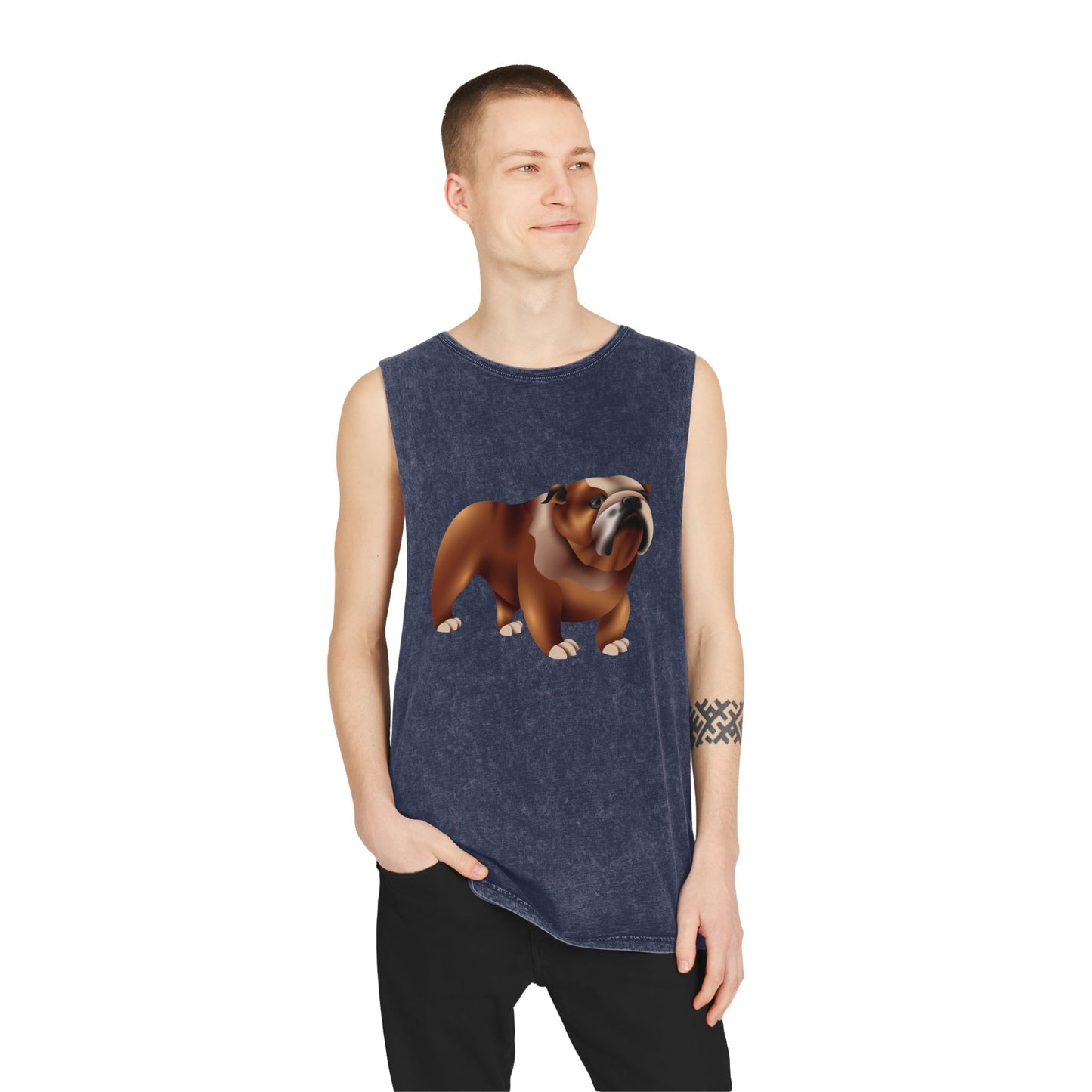 Unisex Stonewash Tank Top - Minimalist Safety Pin