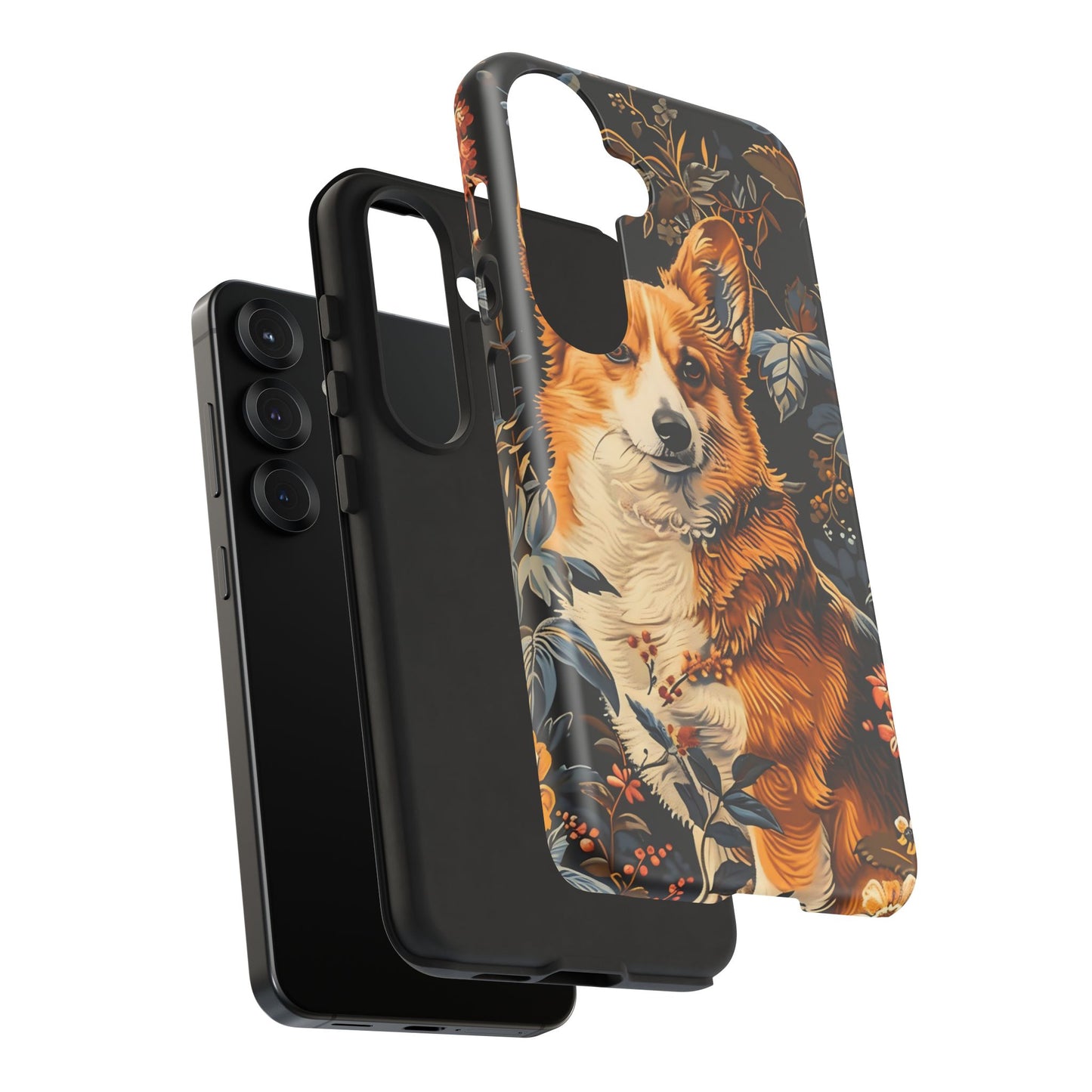 Corgi Floral Phone Case - Tough Cases for Dog Lovers, Cute Pet Accessories, Gift for Dog Owners, Floral Design, Personalized Tech Cover