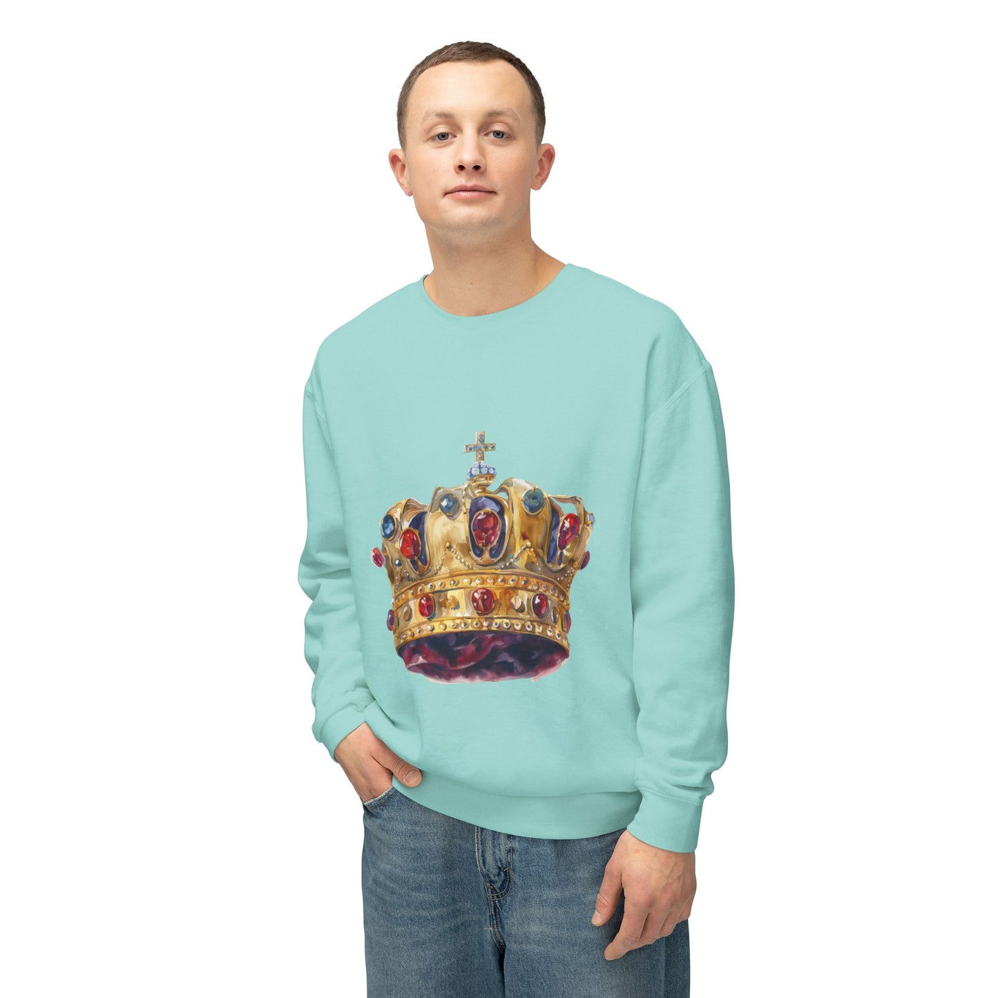 Unisex Lightweight Crewneck Sweatshirt - British Royal Crown - Symbol of Regal Elegance and Authority