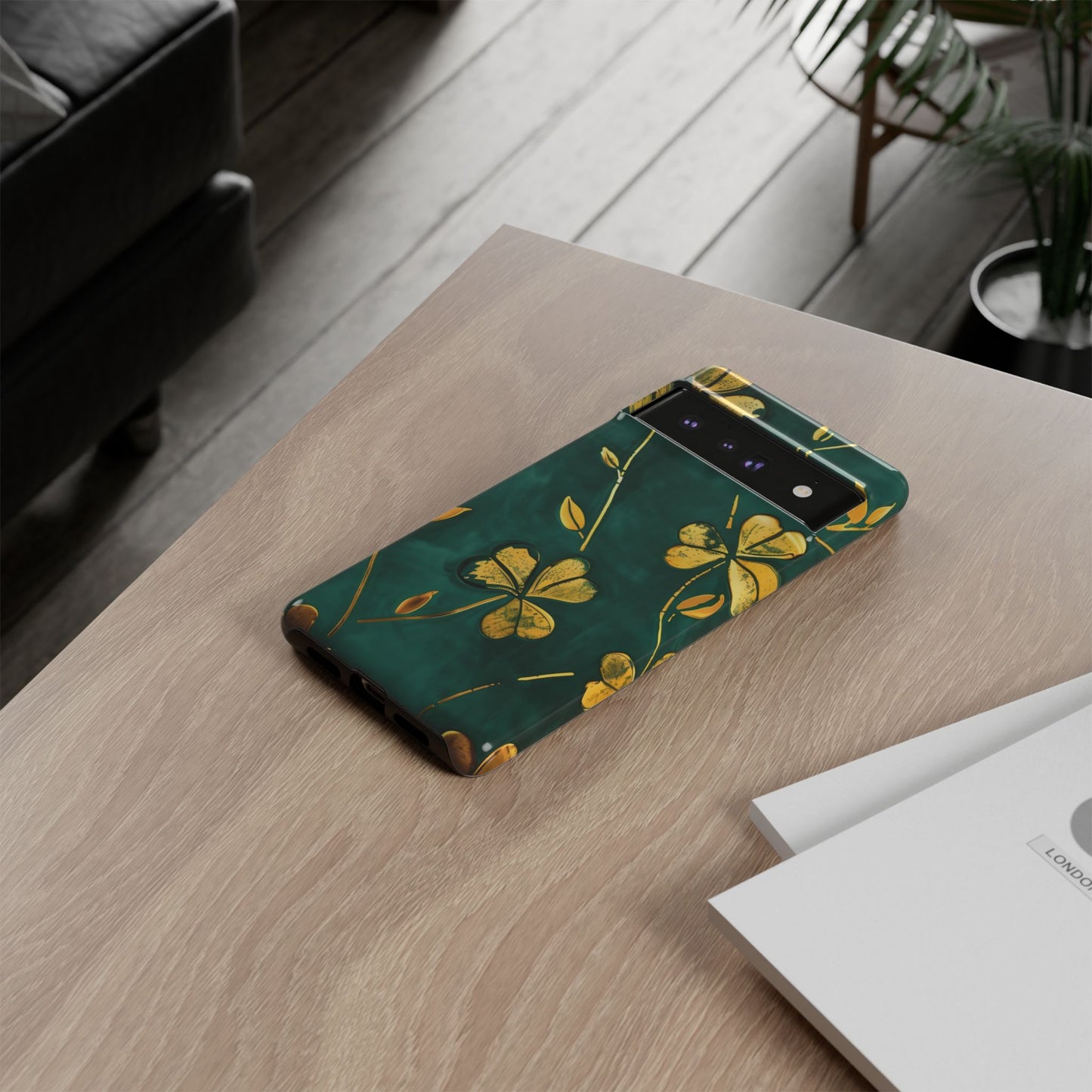 Floral Phone Case with Gold Accents, Tough Phone Cover, Stylish Phone Protector, Unique Gift for Her, Nature Lover Accessory