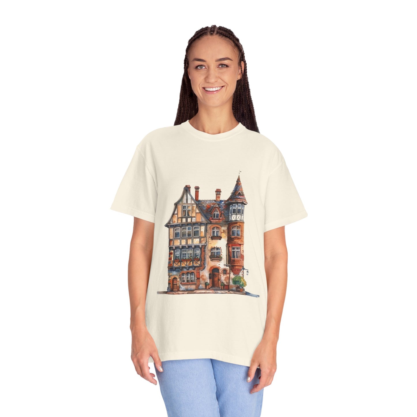 Unisex Garment-Dyed T-shirt - The Quintessential British Village House