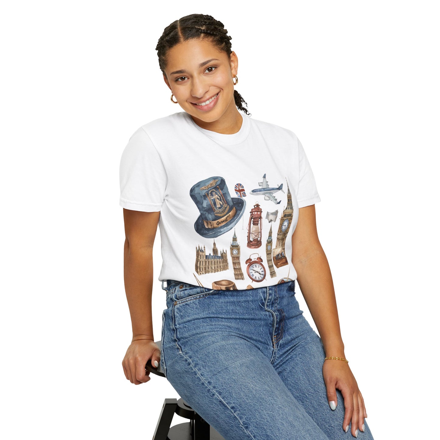 Unisex Garment-Dyed T-shirt - Icons of England - From Big Ben to Red Buses