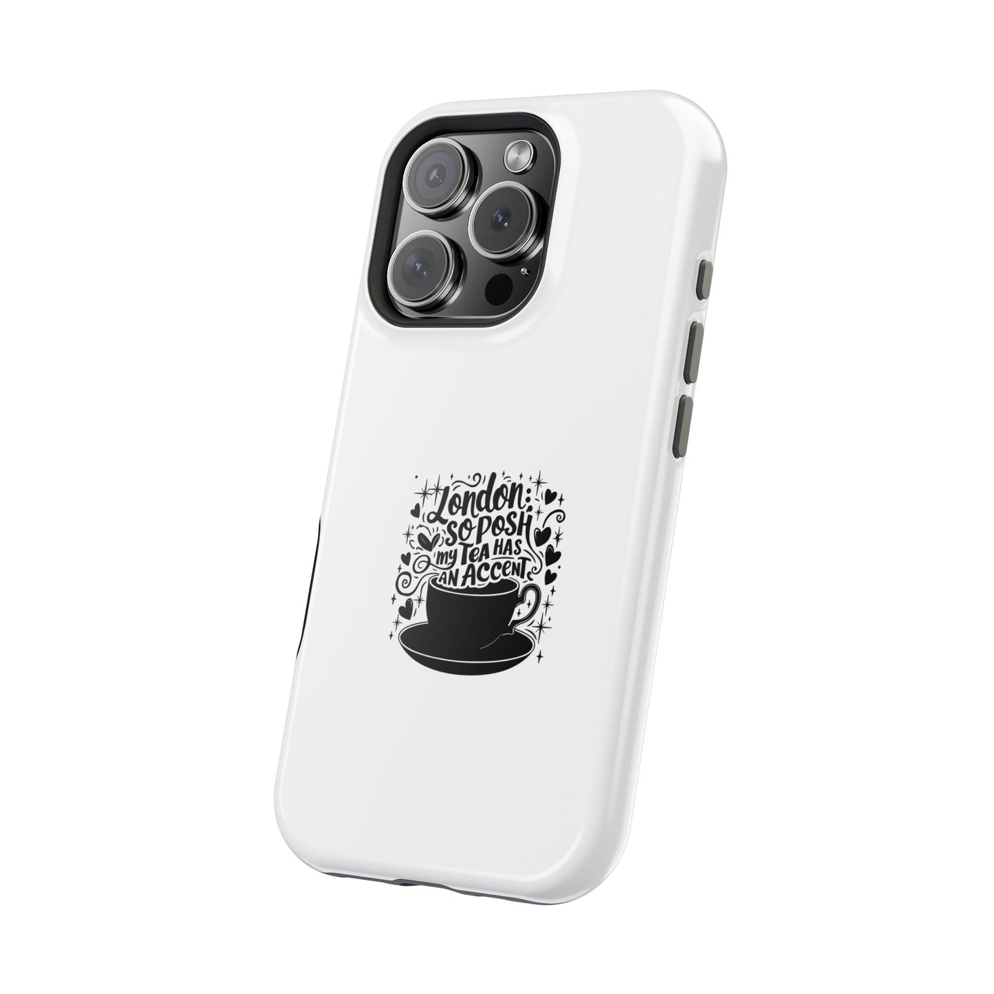 Stylish Magnetic Tough Case for Phone, Gift for Tea Lovers, Custom Phone Cover, London Tea Design, Durable Mobile Protector
