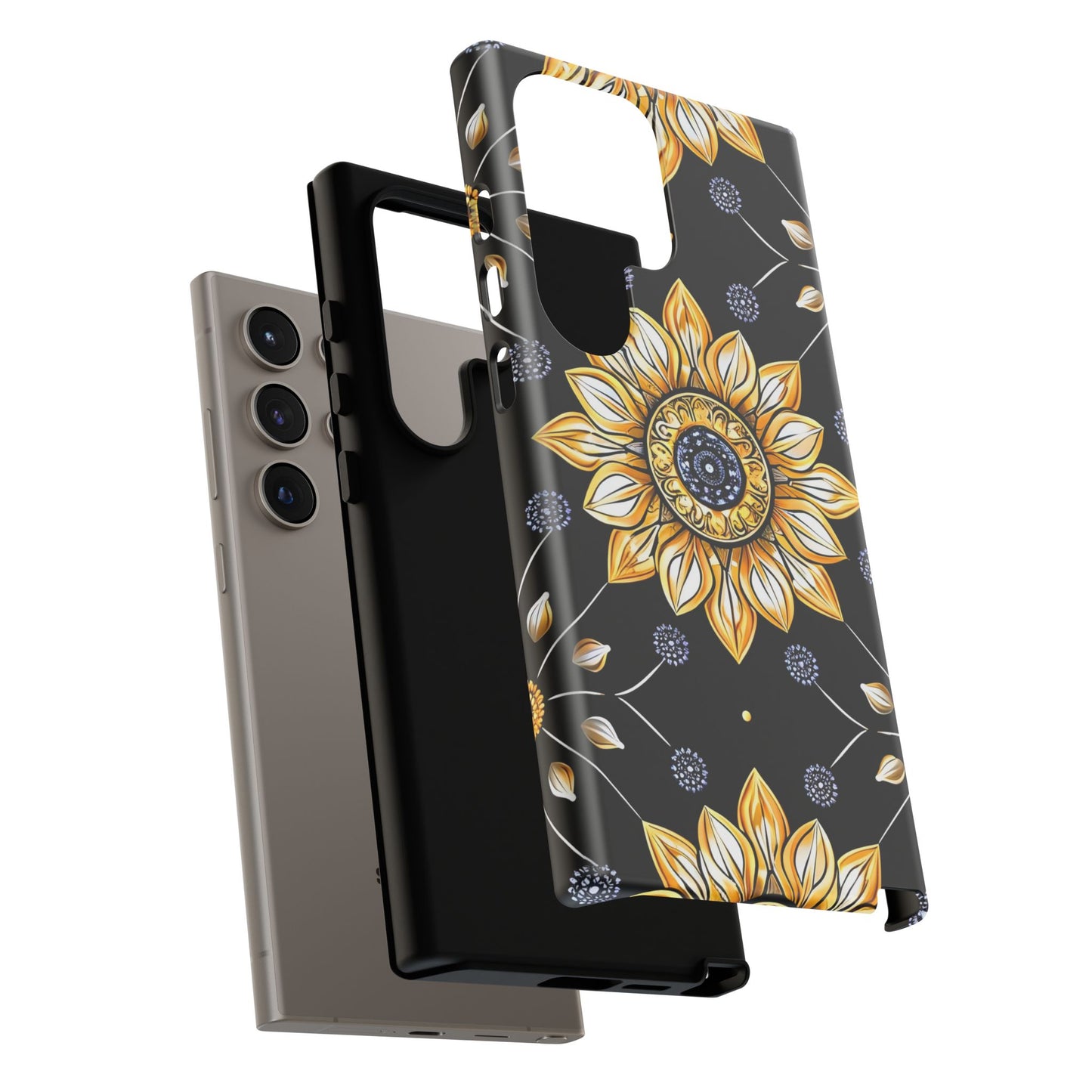 Floral Phone Case with Mandala Design, Tough Cases for iPhone & Samsung, Boho Style, Gift for Her, Unique Accessories