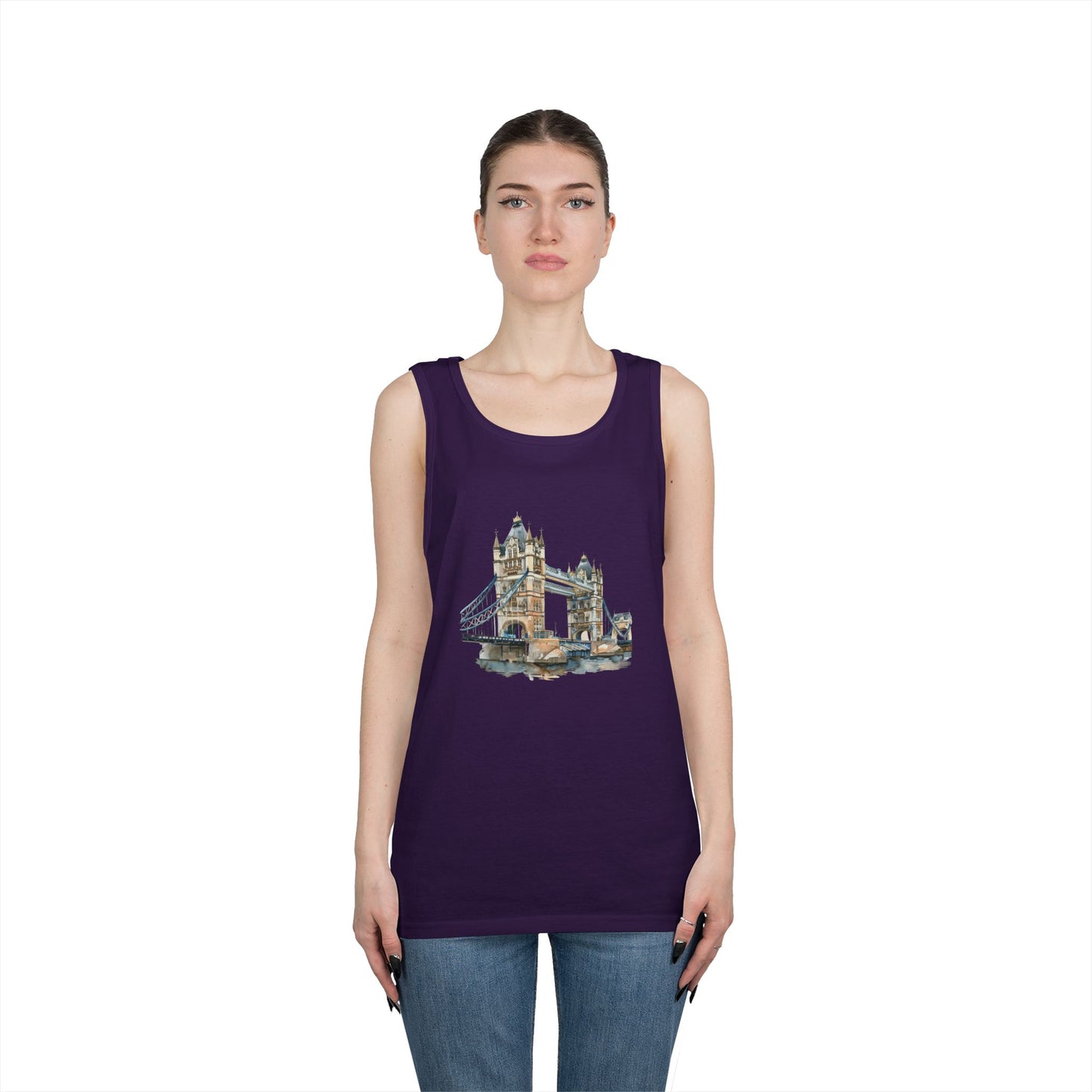 Unisex Heavy Cotton Tank Top - London Bridge - Iconic Landmark and Historical Beauty