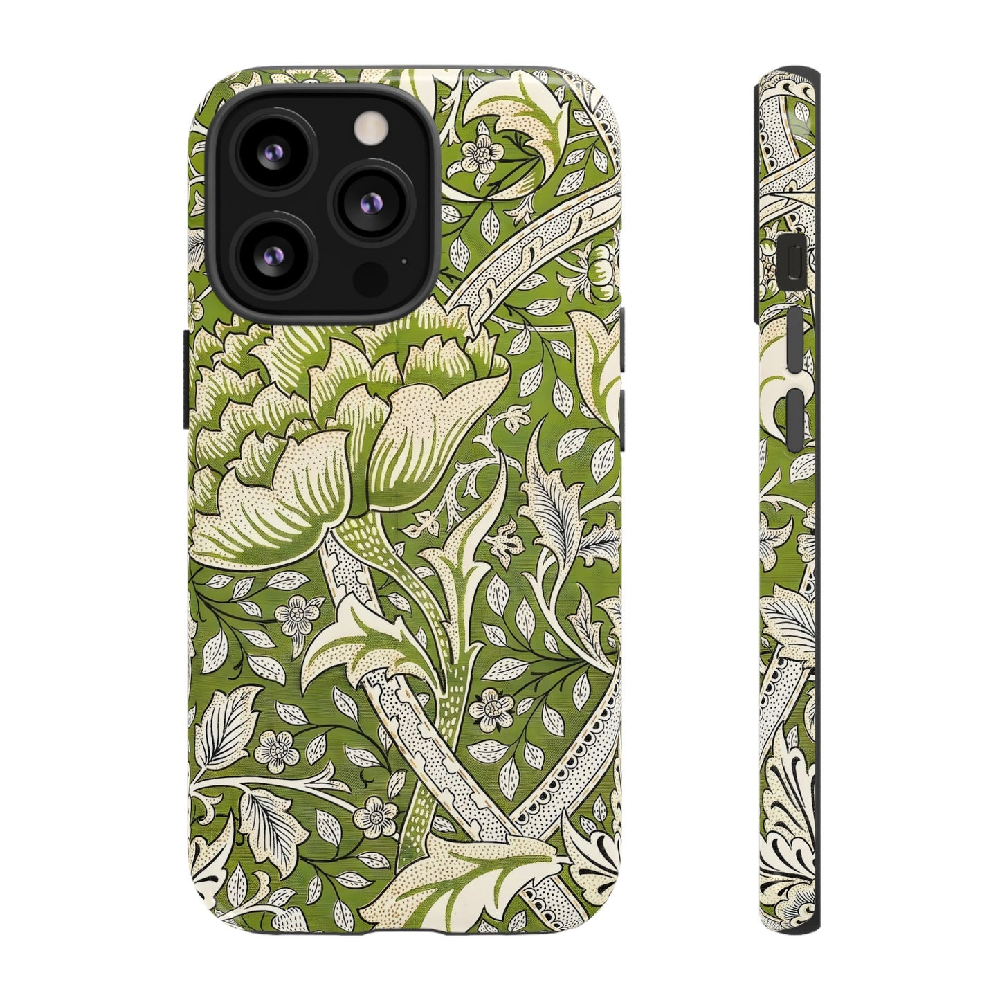 Stylish Phone Case with Floral Design, Durable Protective Cover for iPhone, Unique Gift for Birthdays, Mother's Day, Green Aesthetic