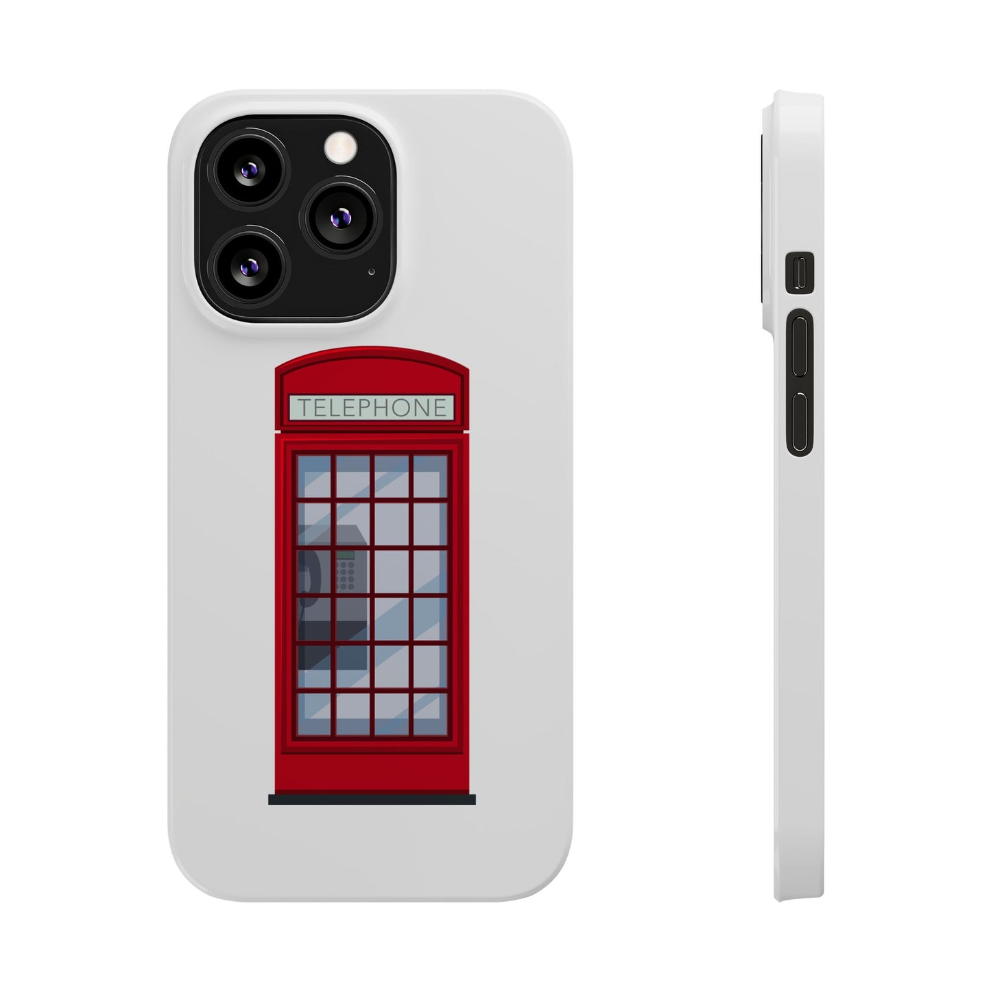 British Phone Booth Slim Phone Cases, Retro Phone Case for Travelers, Cool Cellphone Accessory, Gift for Brits, London Theme Tech Gear