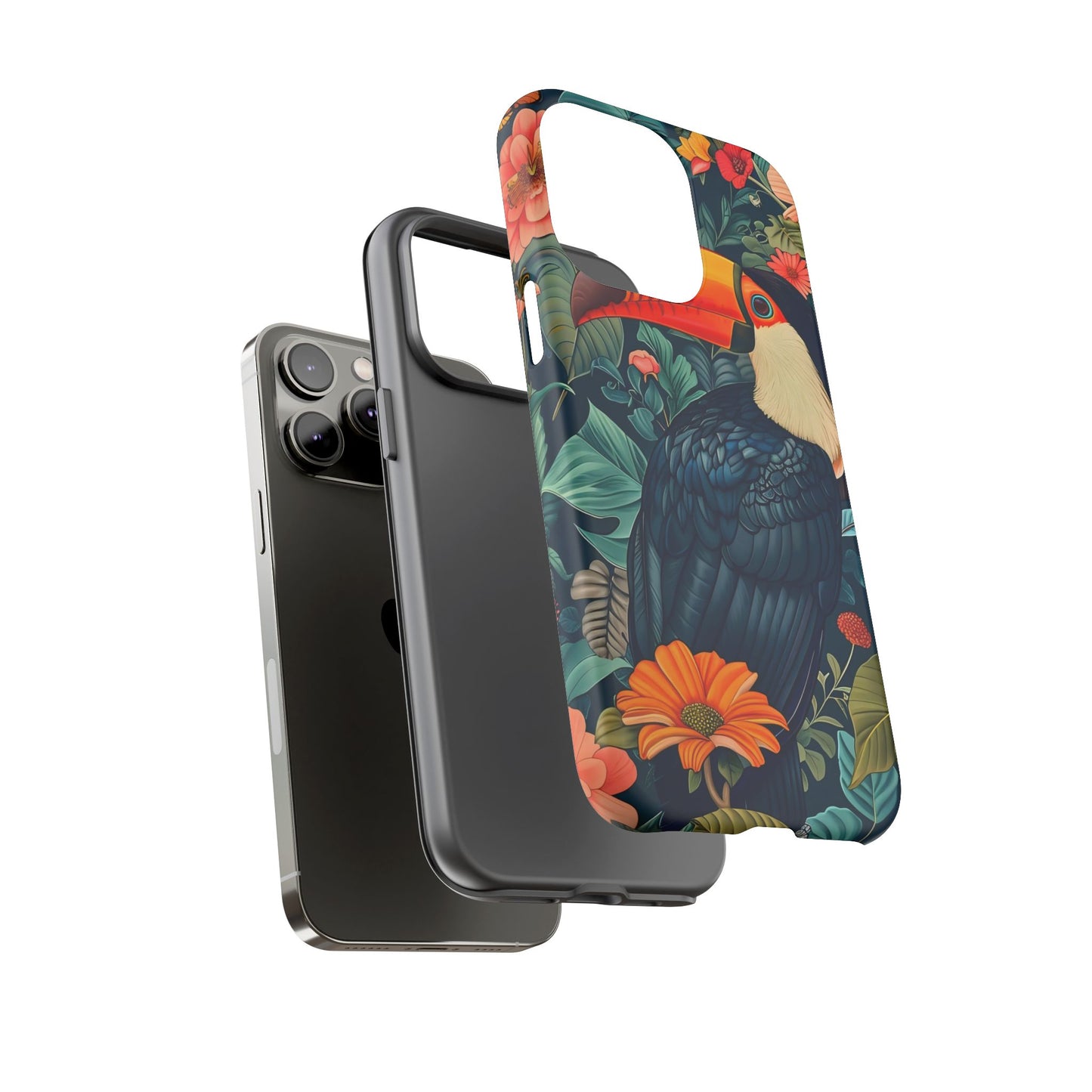 Tropical Toucan Phone Case - Cute Animal Design, Nature Lover Gift, Floral Pattern, Bird Lover Accessory, Summer Vibes