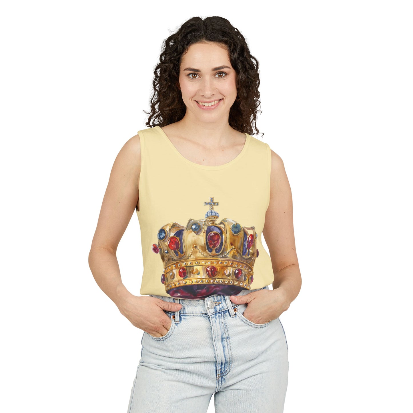 Unisex Garment-Dyed Tank Top - British Royal Crown - Symbol of Regal Elegance and Authority