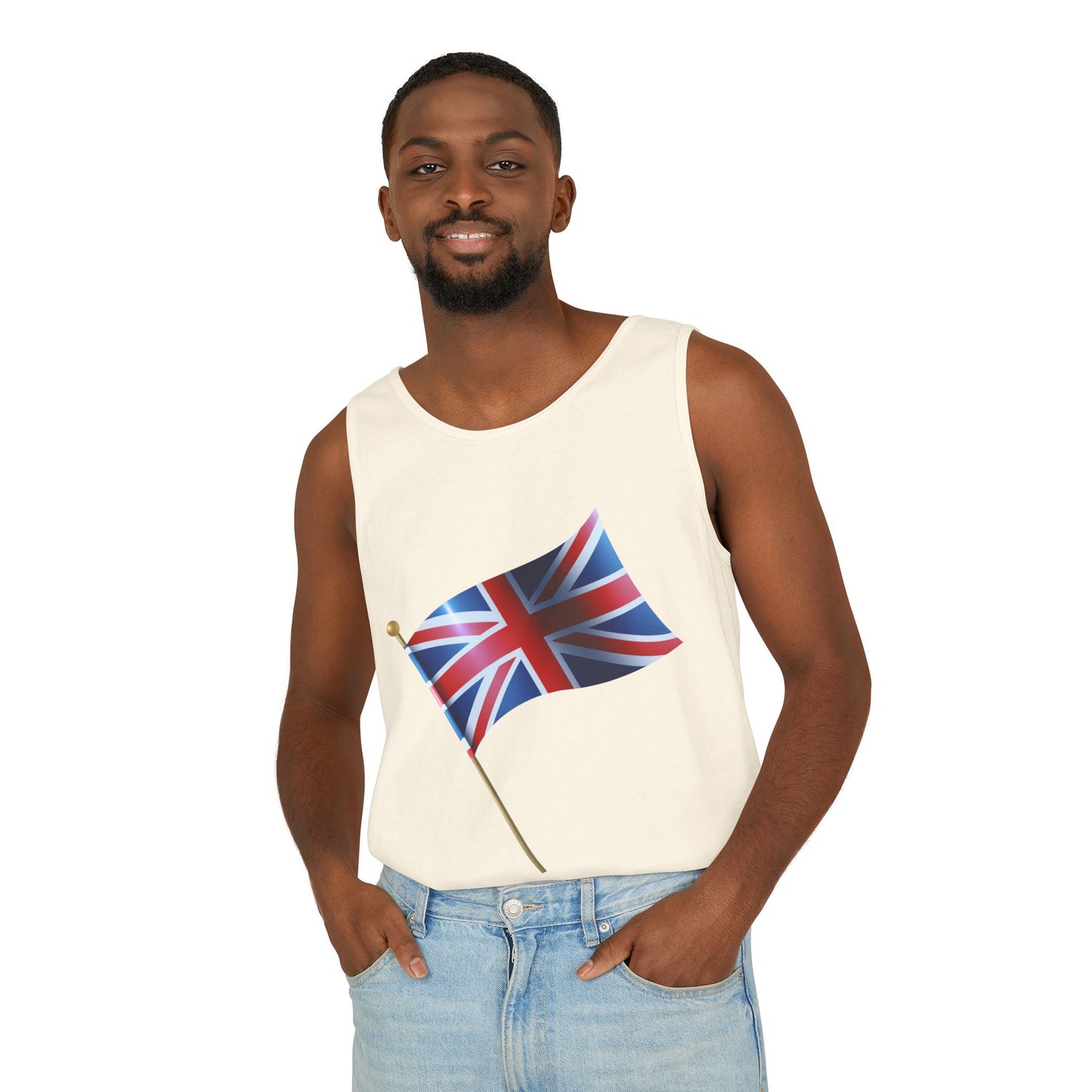 Unisex Garment-Dyed Tank Top - Classic UK Flag Design - Union Jack Symbol