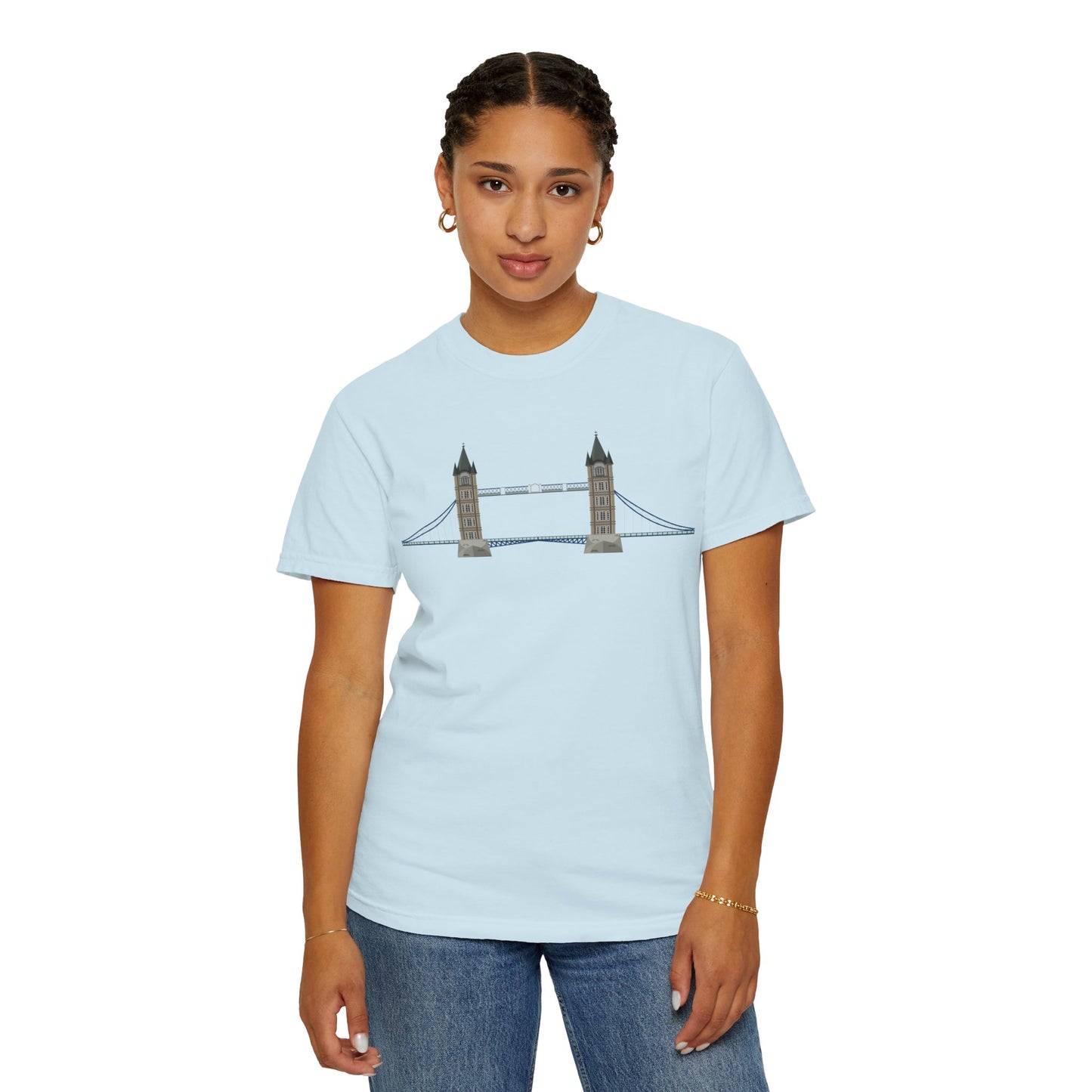 Unisex Garment-Dyed T-shirt - Tower Bridge - Iconic London Landmark Illustration