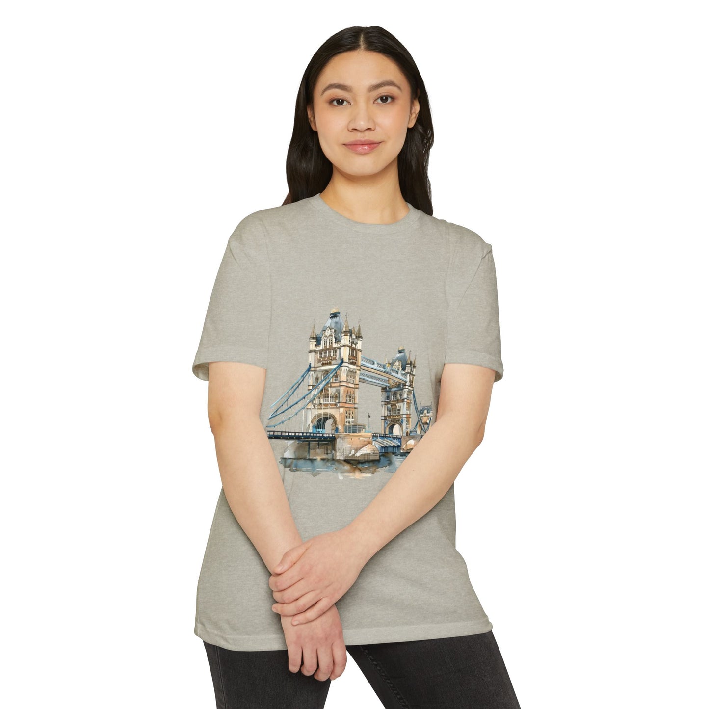 Unisex CVC Jersey T-shirt - London Bridge - Iconic Landmark and Historical Beauty