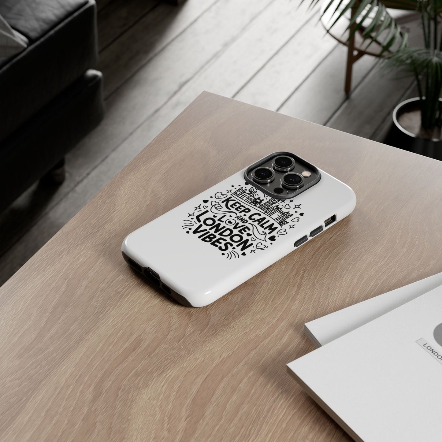 London Vibes Phone Case – Keep Calm Design, iPhone Accessories, Gift for Travelers, London Souvenir, Unique Cell Phone Cover