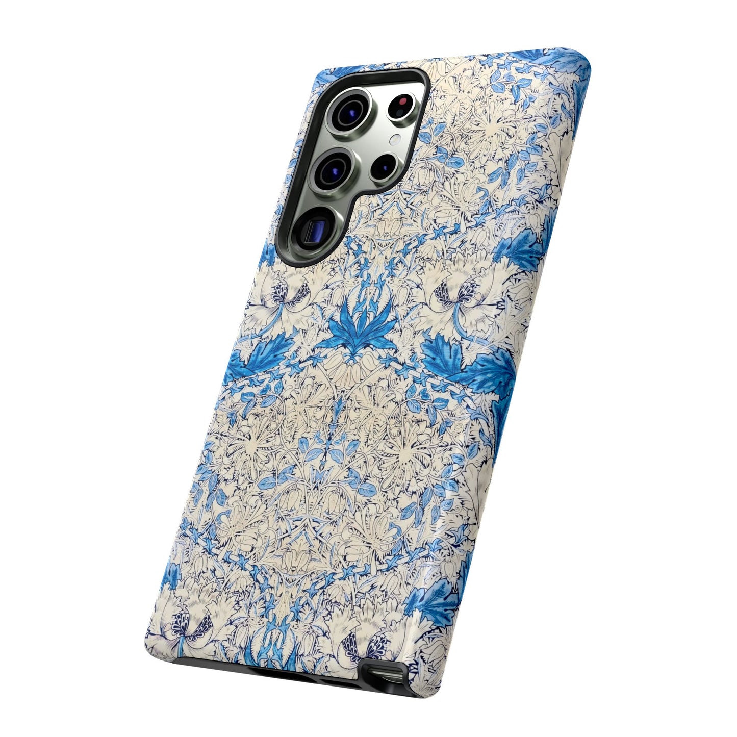 Elegant Floral Phone Case, Tough iPhone Cover, Stylish Mobile Protector, Blue Patterned Case, Unique Gift for Her