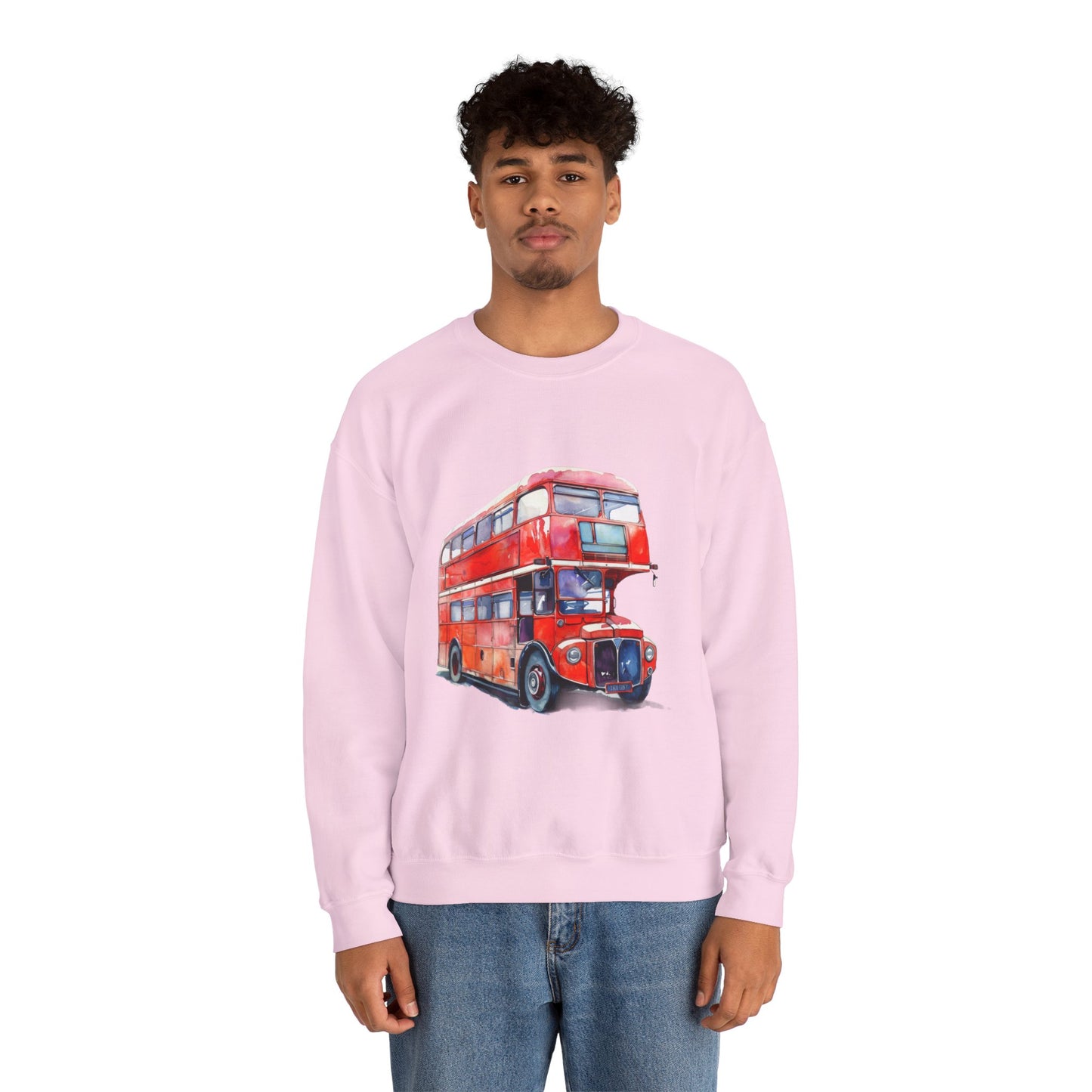 Unisex Heavy Blend™ Crewneck Sweatshirt Trendy - London Transport Red Double-Decker Bus