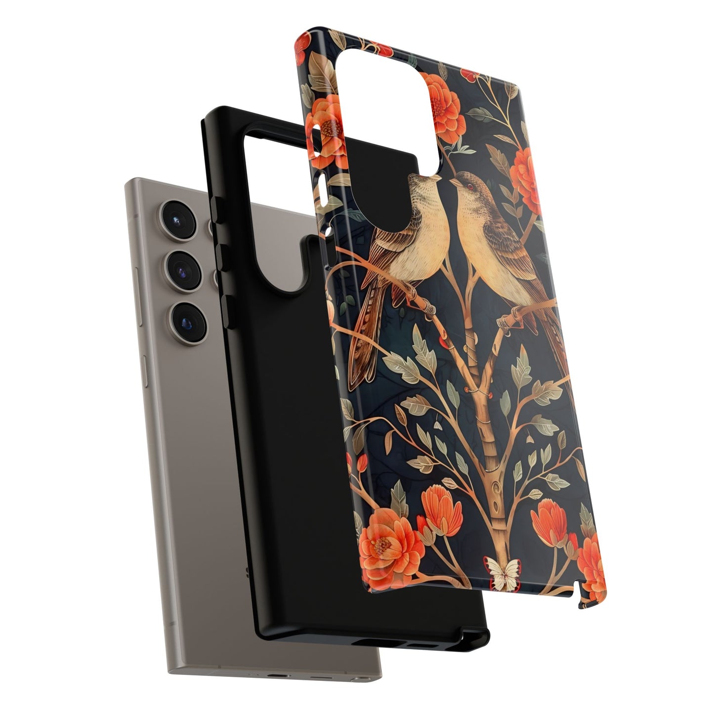 Floral Phone Case – Tough Cases with Bird Design, Unique Gift for Nature Lovers, Stylish Tech Accessory, Phone Cover, Artistic Case