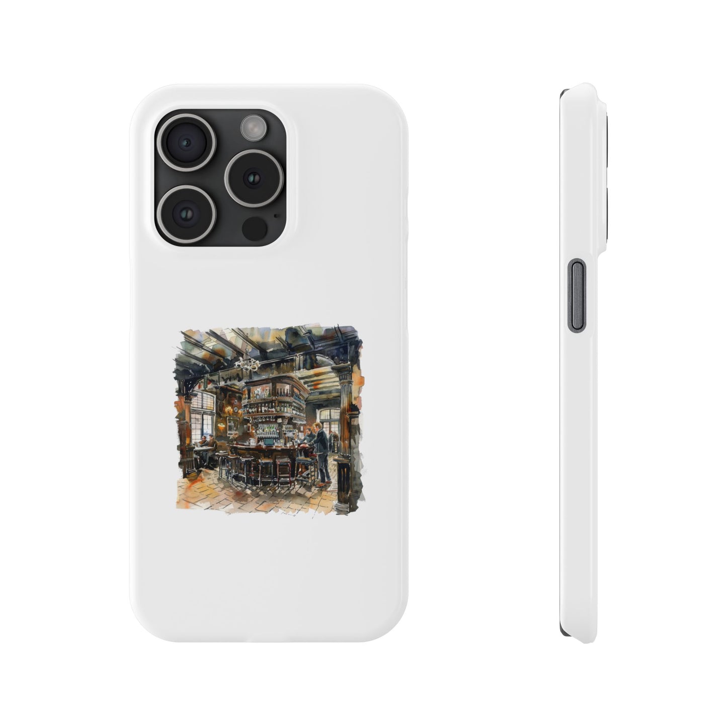 Artisan Bar Scene Phone Cases, Custom Slim Cases for Home Decor Lovers, Unique Gift for Bar Enthusiasts, Perfect for Birthdays and Holidays