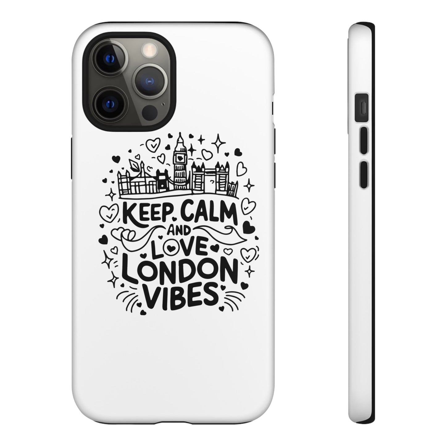 London Vibes Phone Case – Keep Calm Design, iPhone Accessories, Gift for Travelers, London Souvenir, Unique Cell Phone Cover