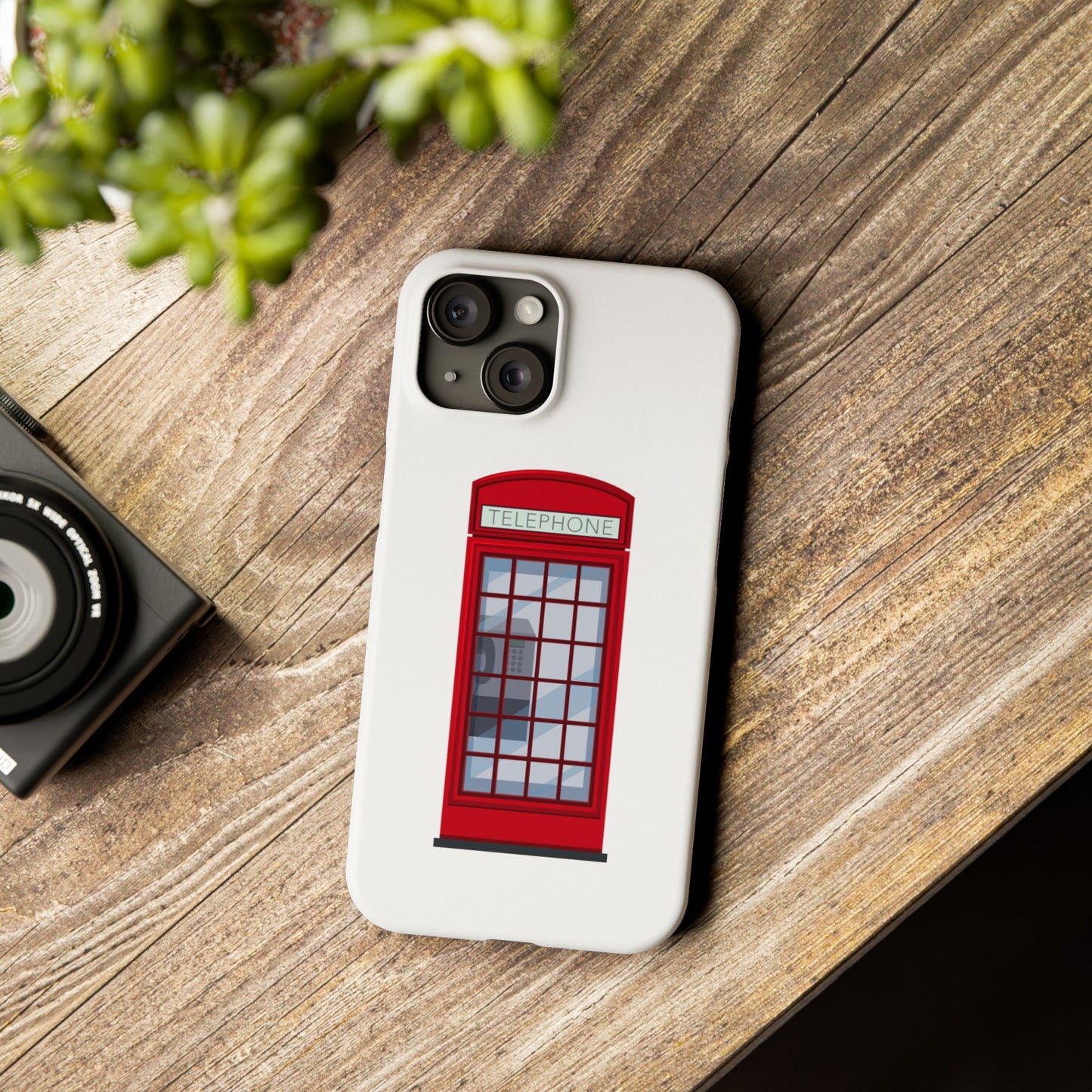 British Phone Booth Slim Phone Cases, Retro Phone Case for Travelers, Cool Cellphone Accessory, Gift for Brits, London Theme Tech Gear