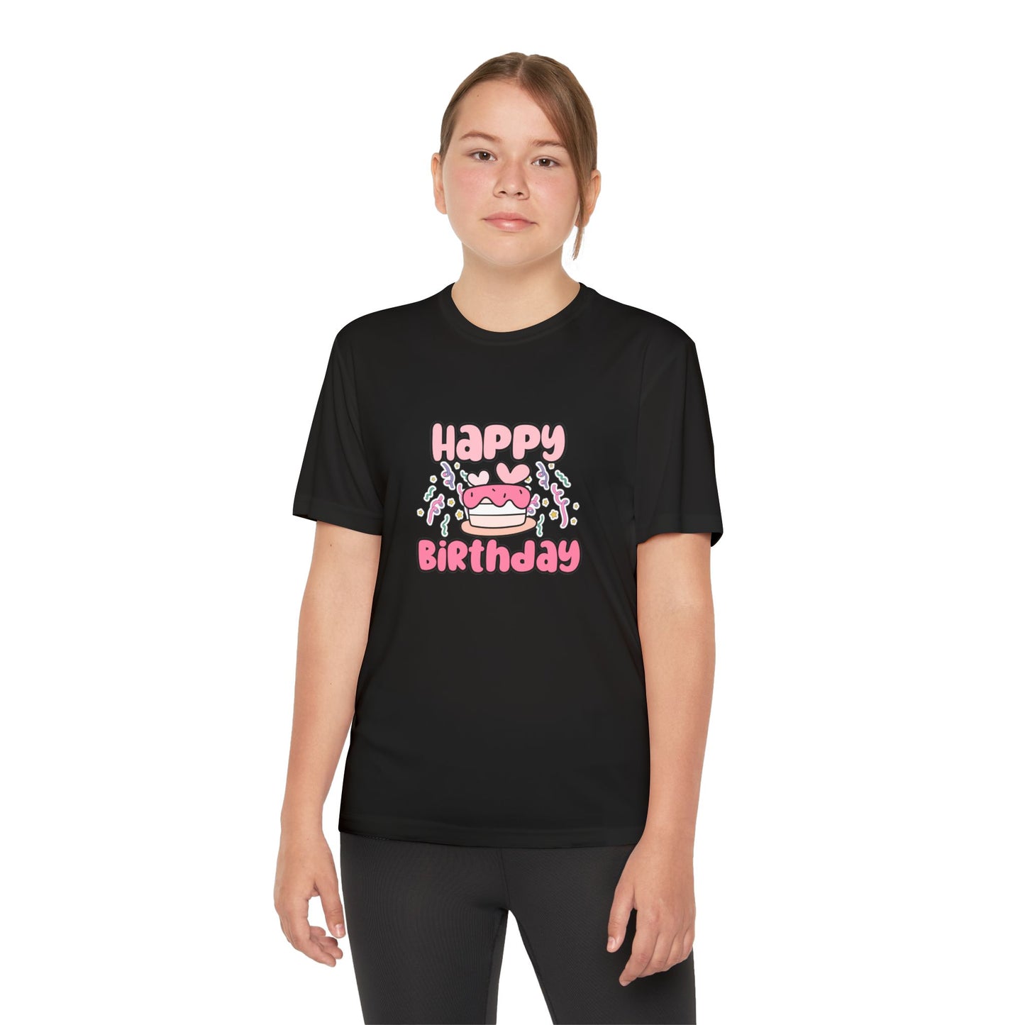 Youth Tee - Birthday Girl Pink Rainbow Animal Print Clipart - Fun Celebration T-Shirt for Kids
