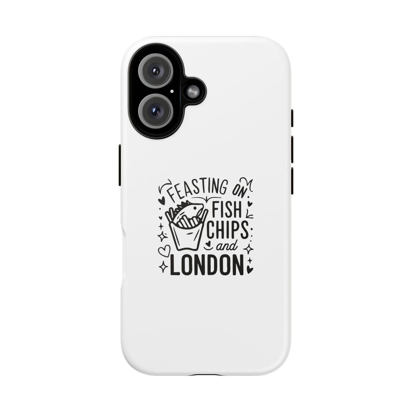 London Fish & Chips Phone Case, Tough Cases with Fun Design for Food Lovers, Unique Gift for Travelers, Cell Phone Accessories