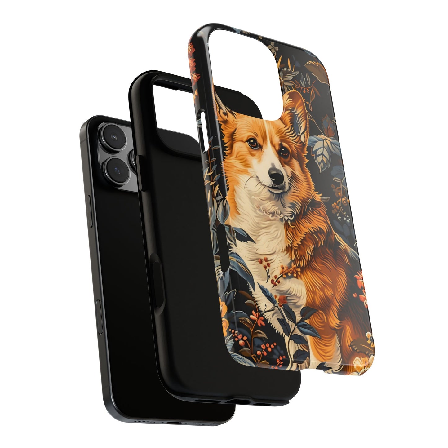 Corgi Floral Phone Case - Tough Cases for Dog Lovers, Cute Pet Accessories, Gift for Dog Owners, Floral Design, Personalized Tech Cover
