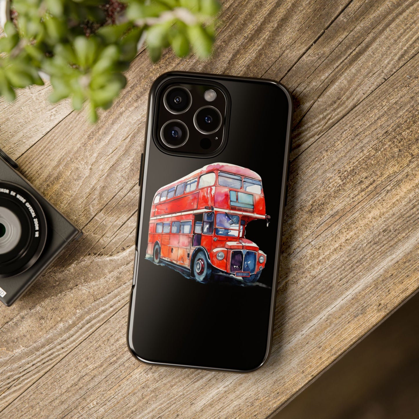 London Bus Phone Case, Tough iPhone Cover, Unique Gift for Travelers, Vintage Style Accessories, Holiday Present Idea