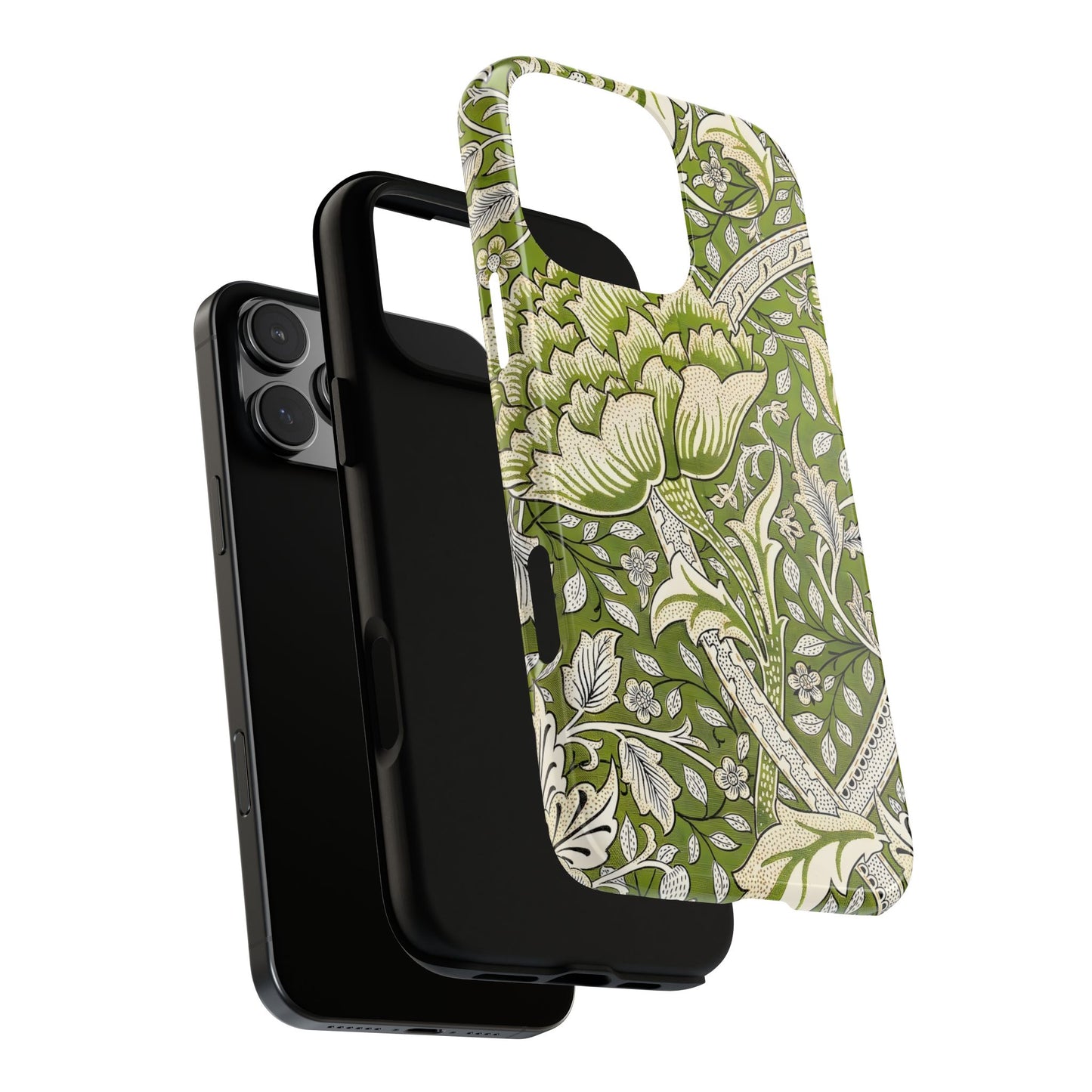 Stylish Phone Case with Floral Design, Durable Protective Cover for iPhone, Unique Gift for Birthdays, Mother's Day, Green Aesthetic