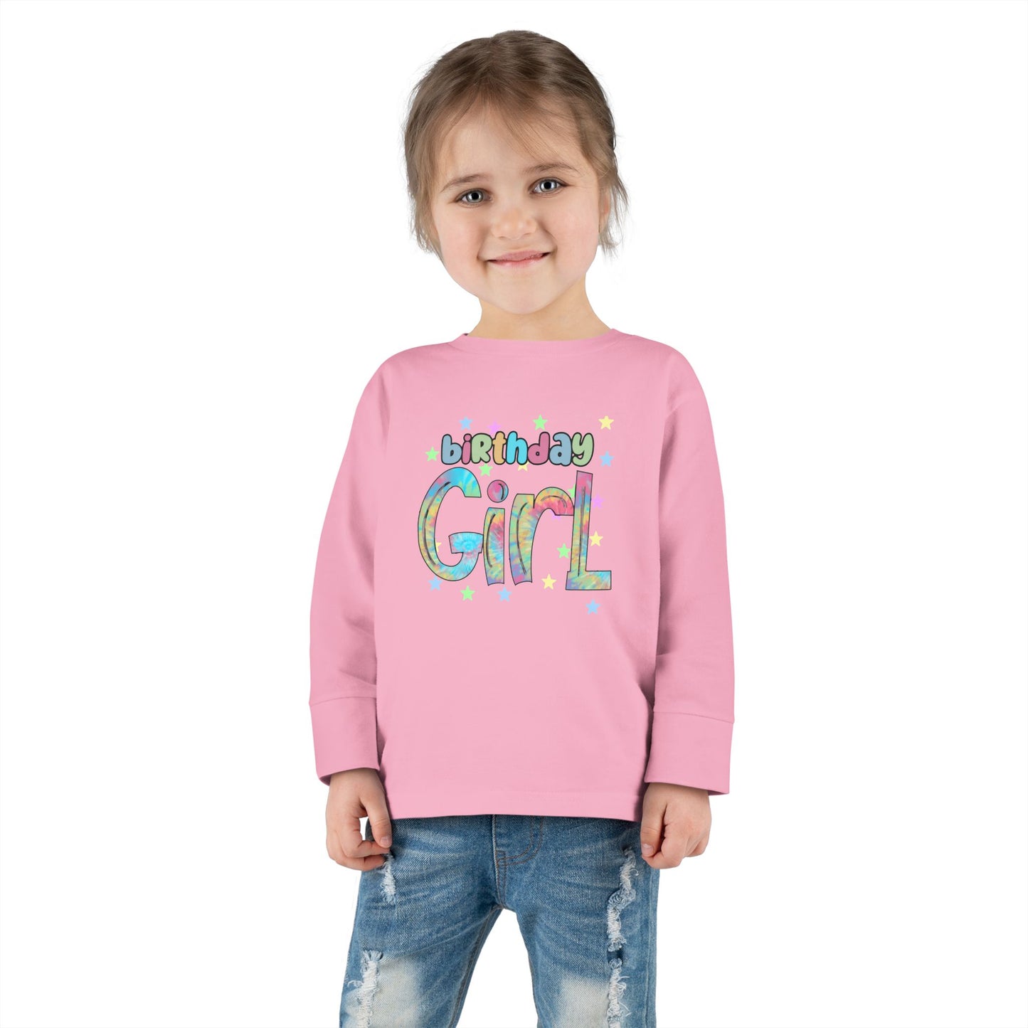 Toddler Birthday Girl Long Sleeve Tee - Fun & Colorful Celebration Top