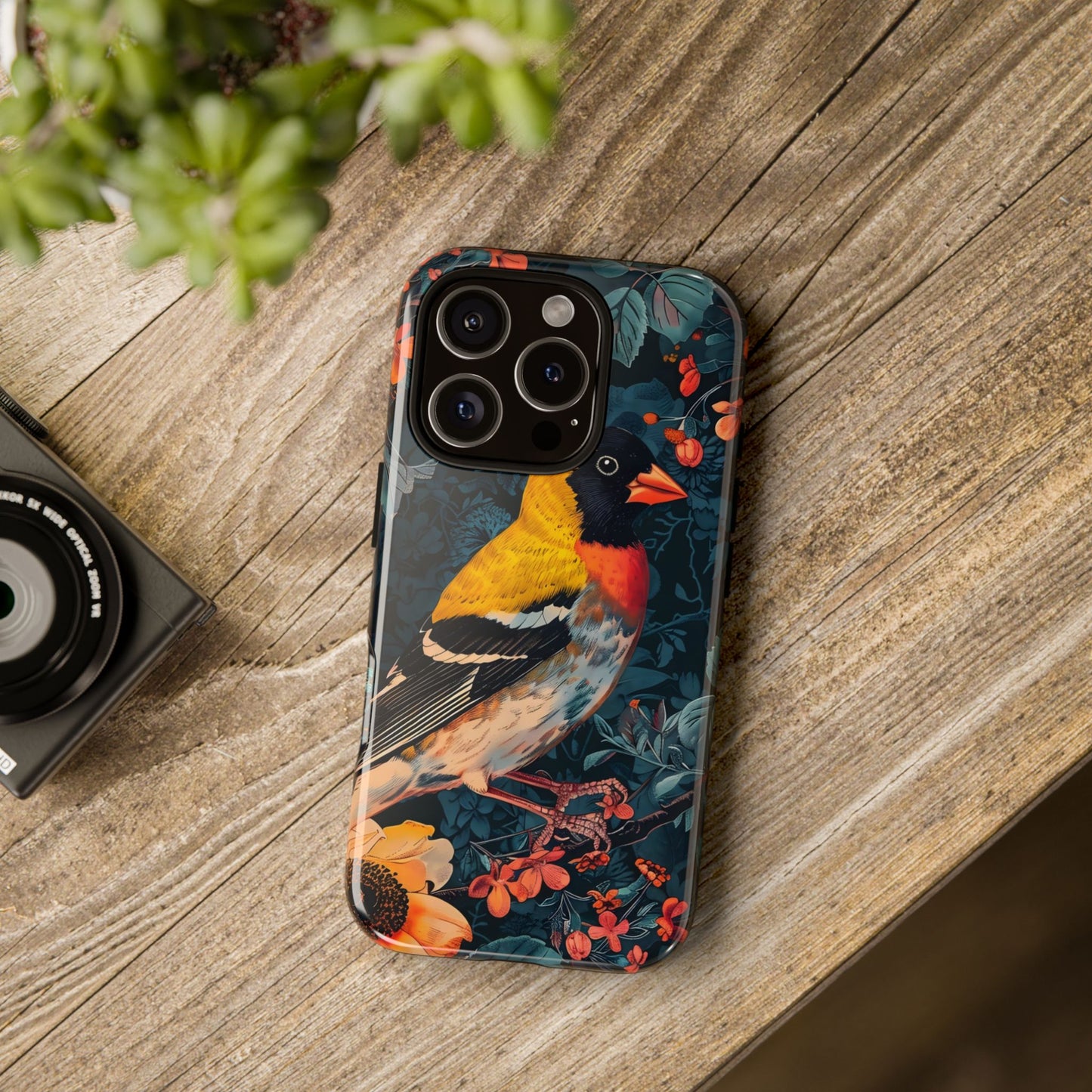 Colorful Bird Phone Case, Floral Phone Cover, Tough Phone Protector, Nature Lover Gift, Botanical Case, Unique Mobile Accessory