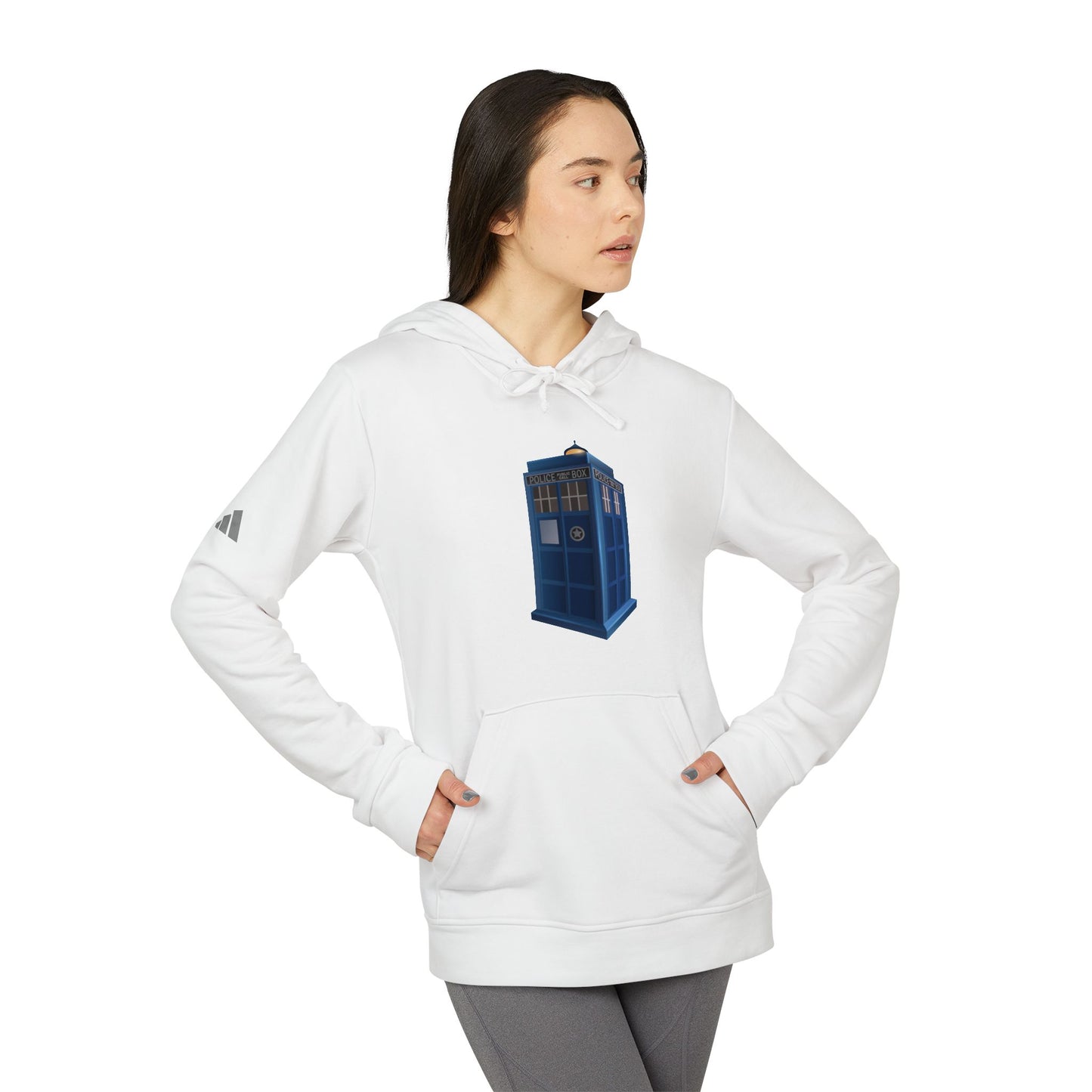adidas Unisex Fleece Hoodie - British Police Public Call Box - Iconic TARDIS Design